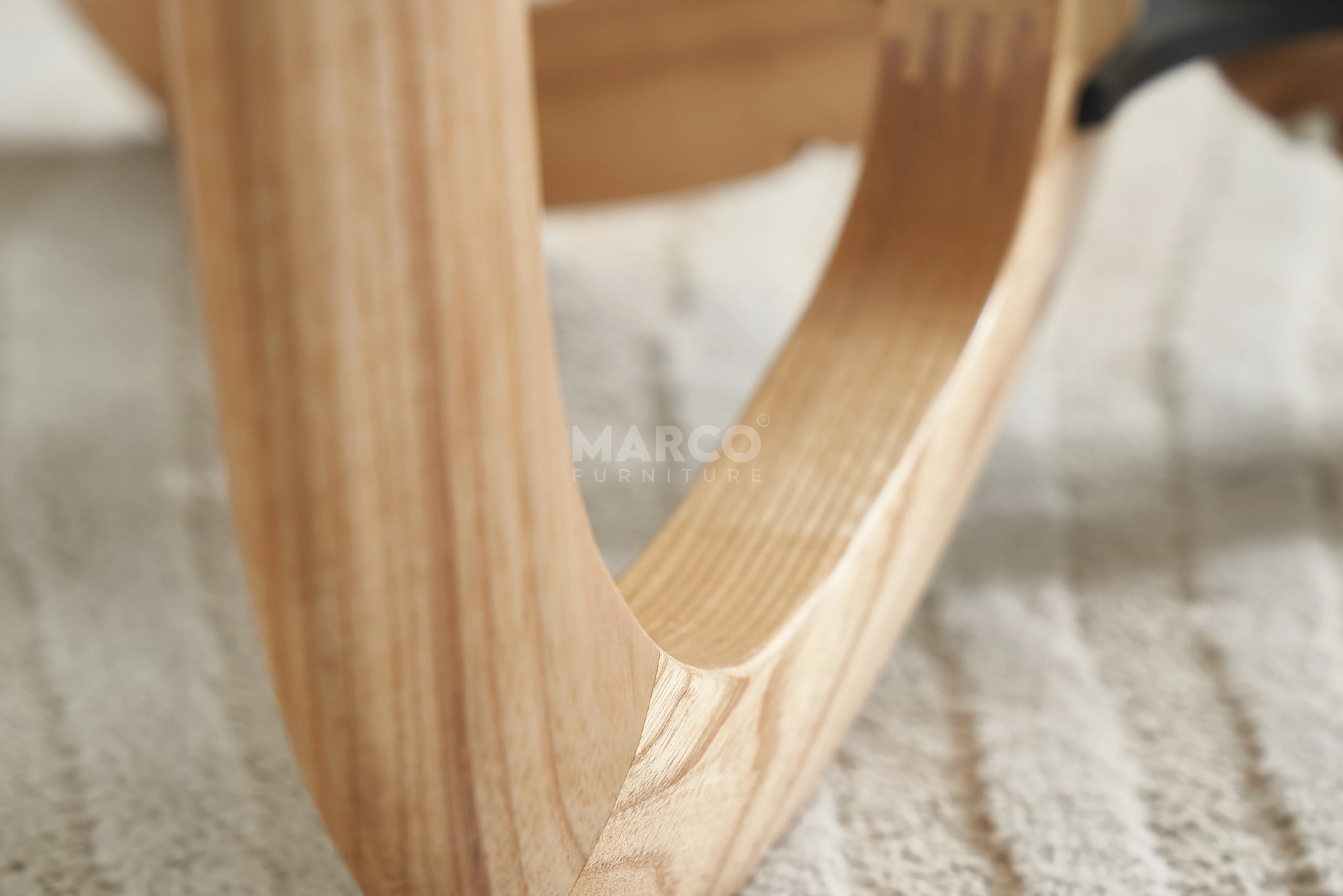 Gucci Round Coffee Table with 12mm Tempered Transparent Glass Top and Solid Ash Wood Base - Image 4