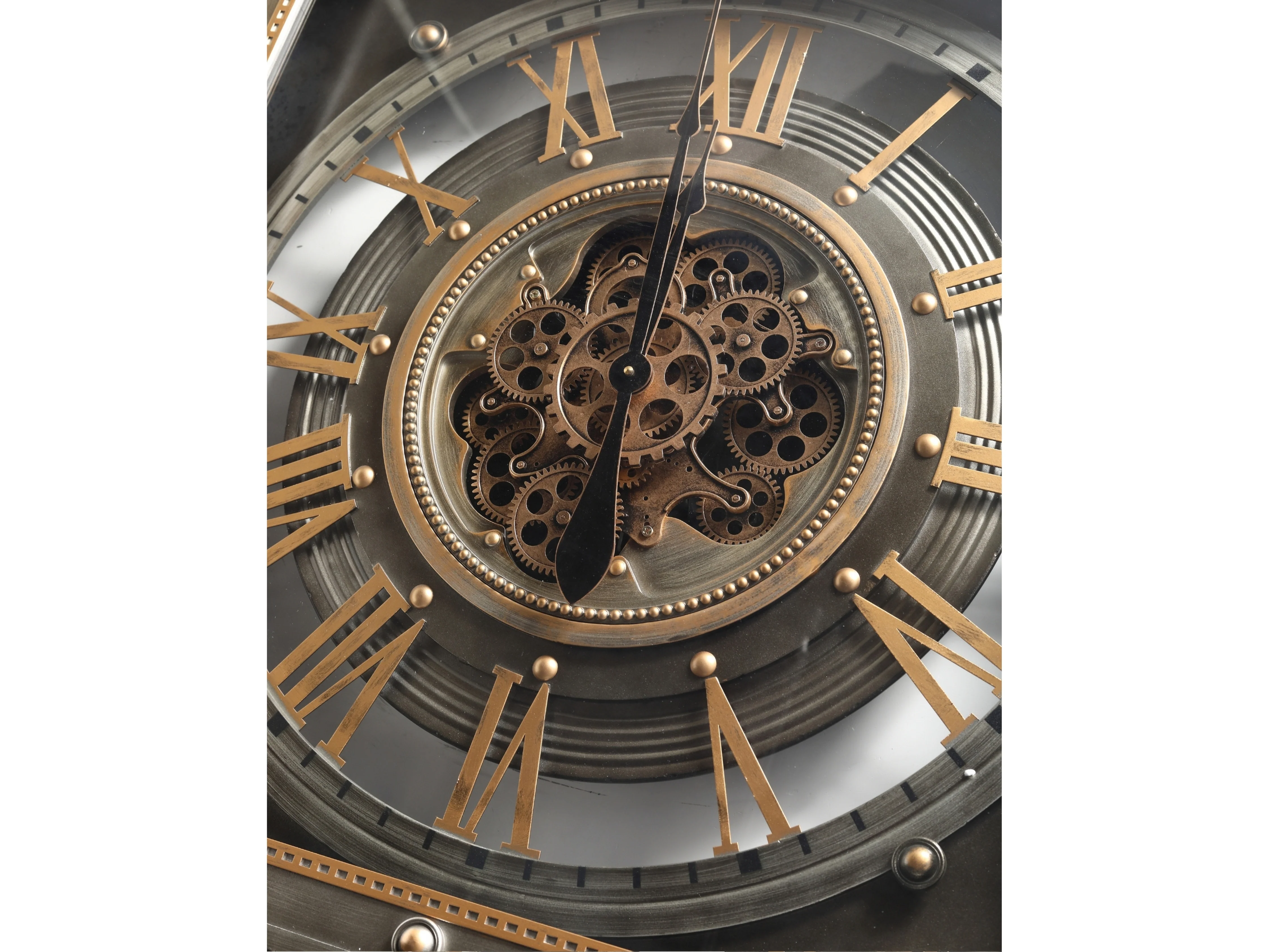 Gunmetal Square Skeleton Gear Large Wall Clock (80 cm) - Image 3