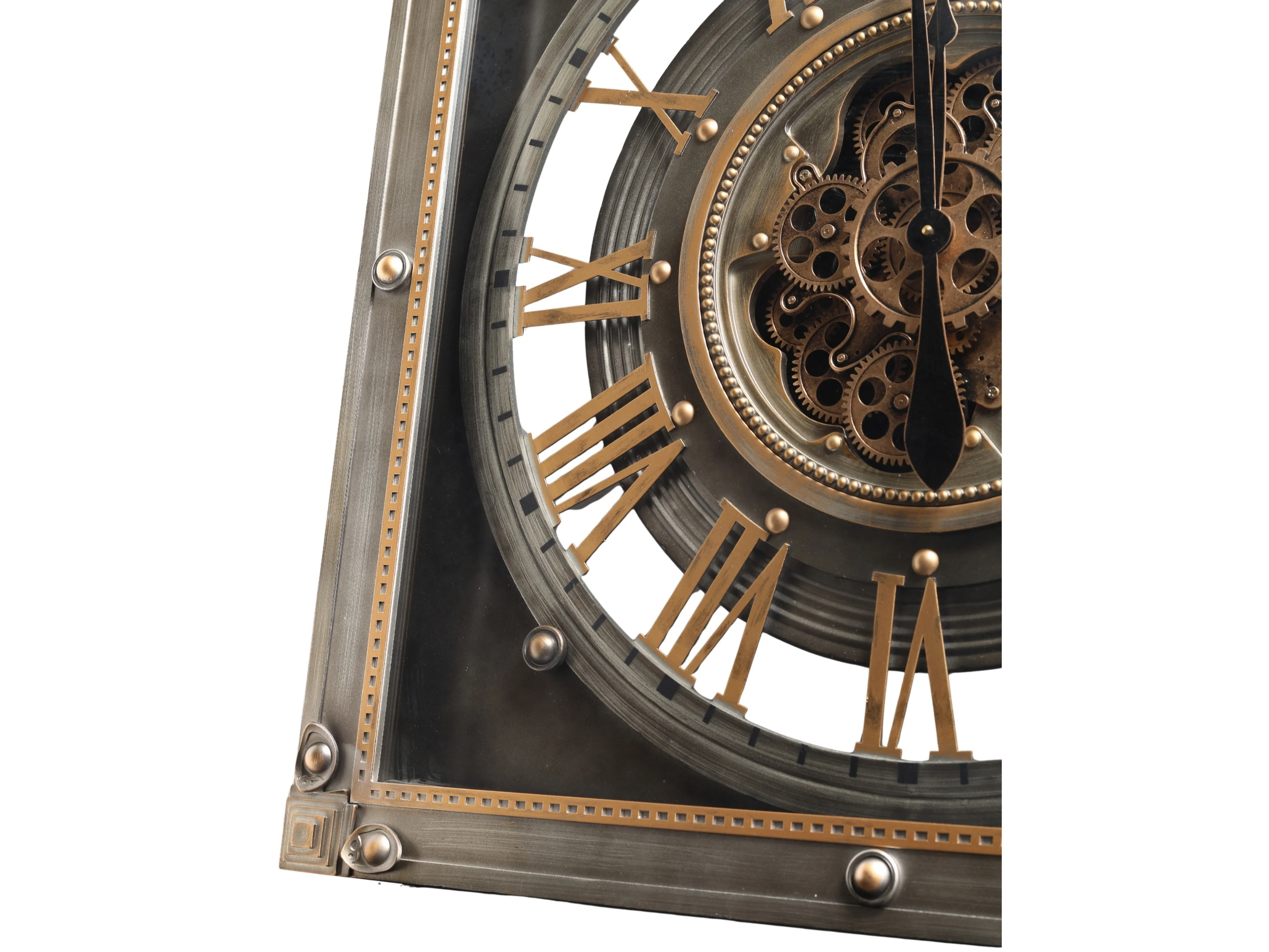 Gunmetal Square Skeleton Gear Large Wall Clock (80 cm) - Image 4