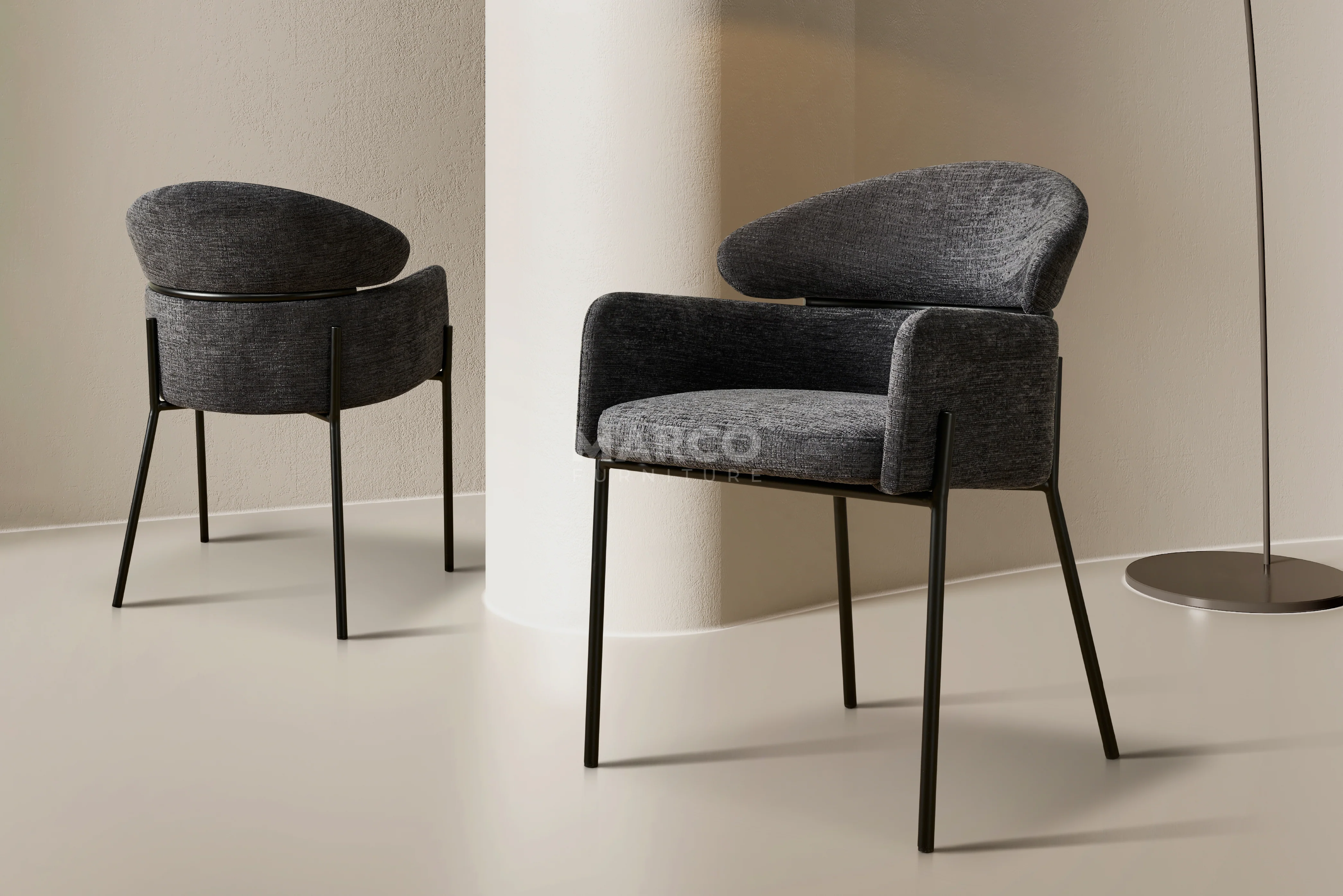 Hallie Boucle Dining Chair – Modern Upholstered Dining Seat - Image 2