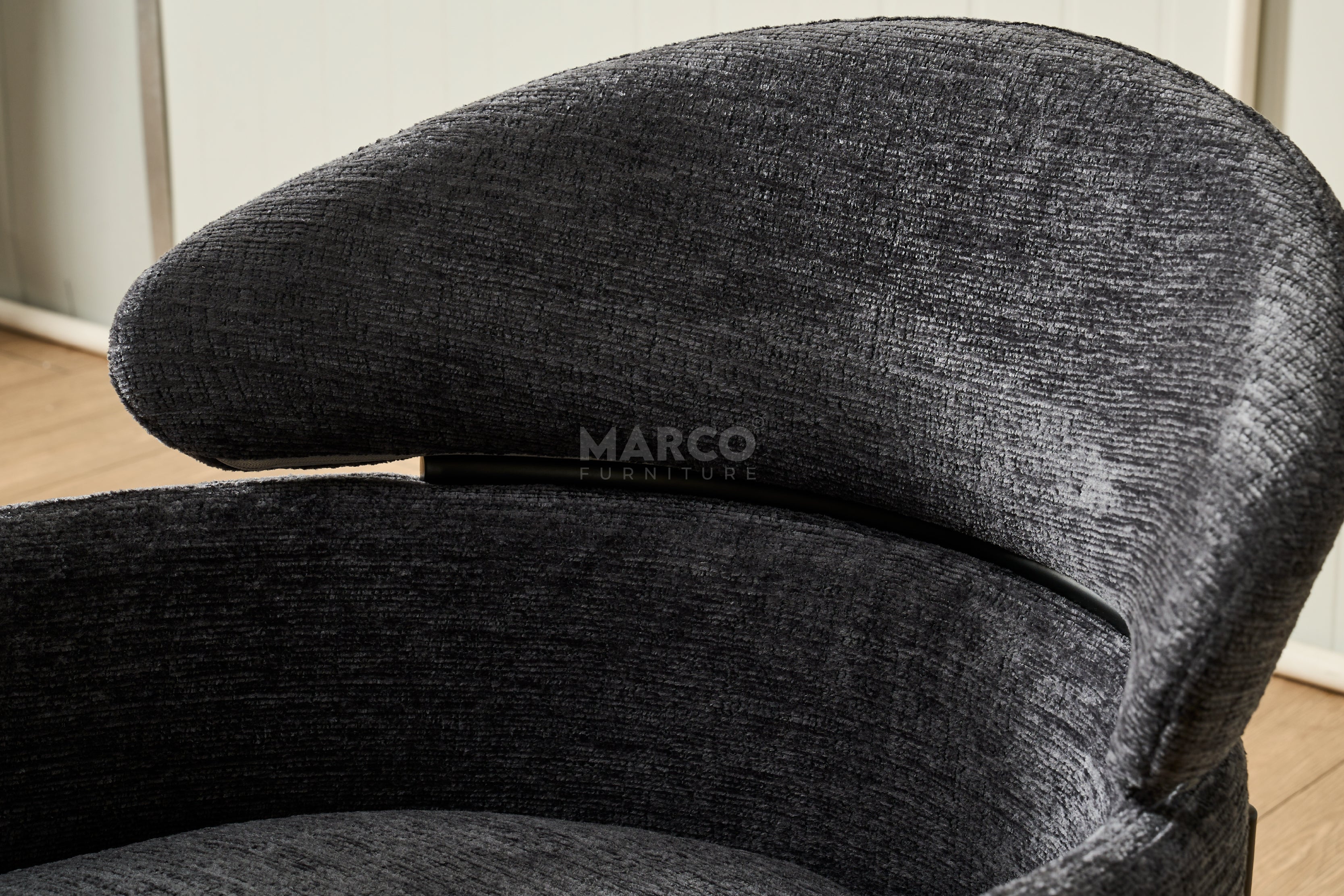 Hallie Textured Fabric Dining Chair with Black Metal Legs - Image 14