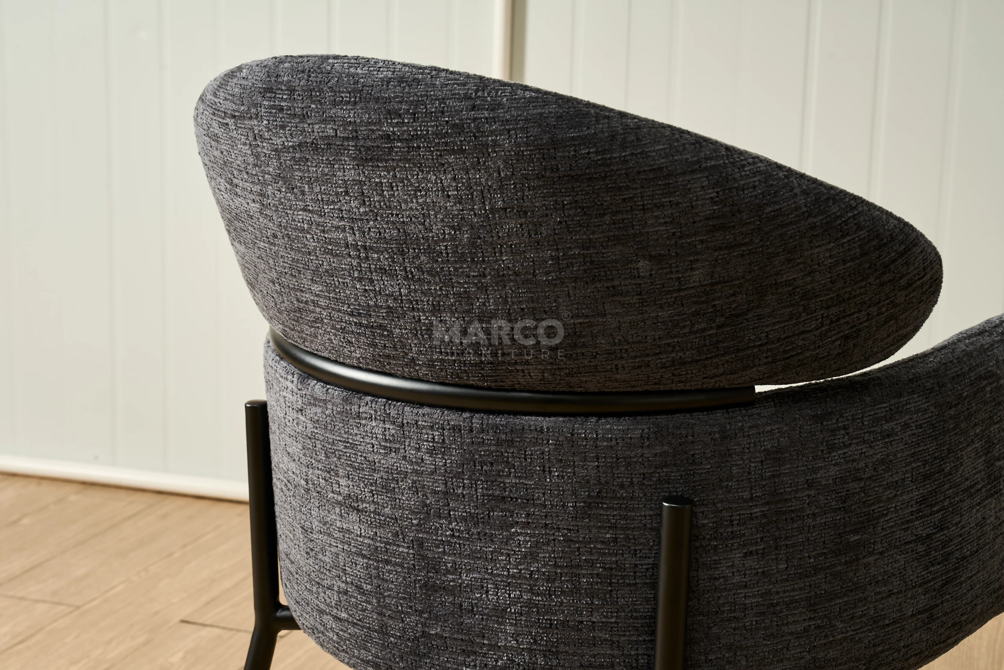 Hallie Textured Fabric Dining Chair with Black Metal Legs - Image 15