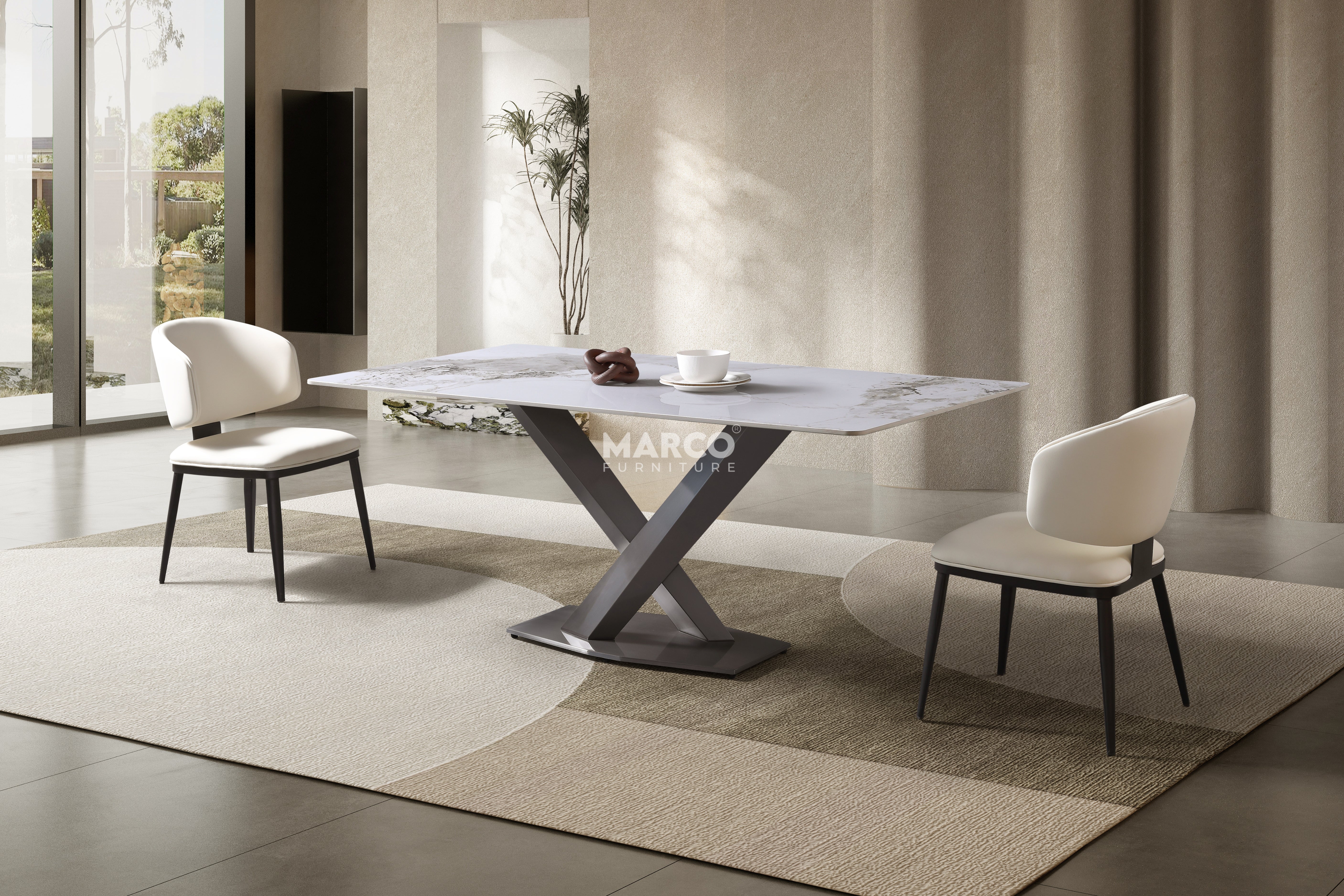 Harvey Ceramic Dining Table (Black) - Image 2