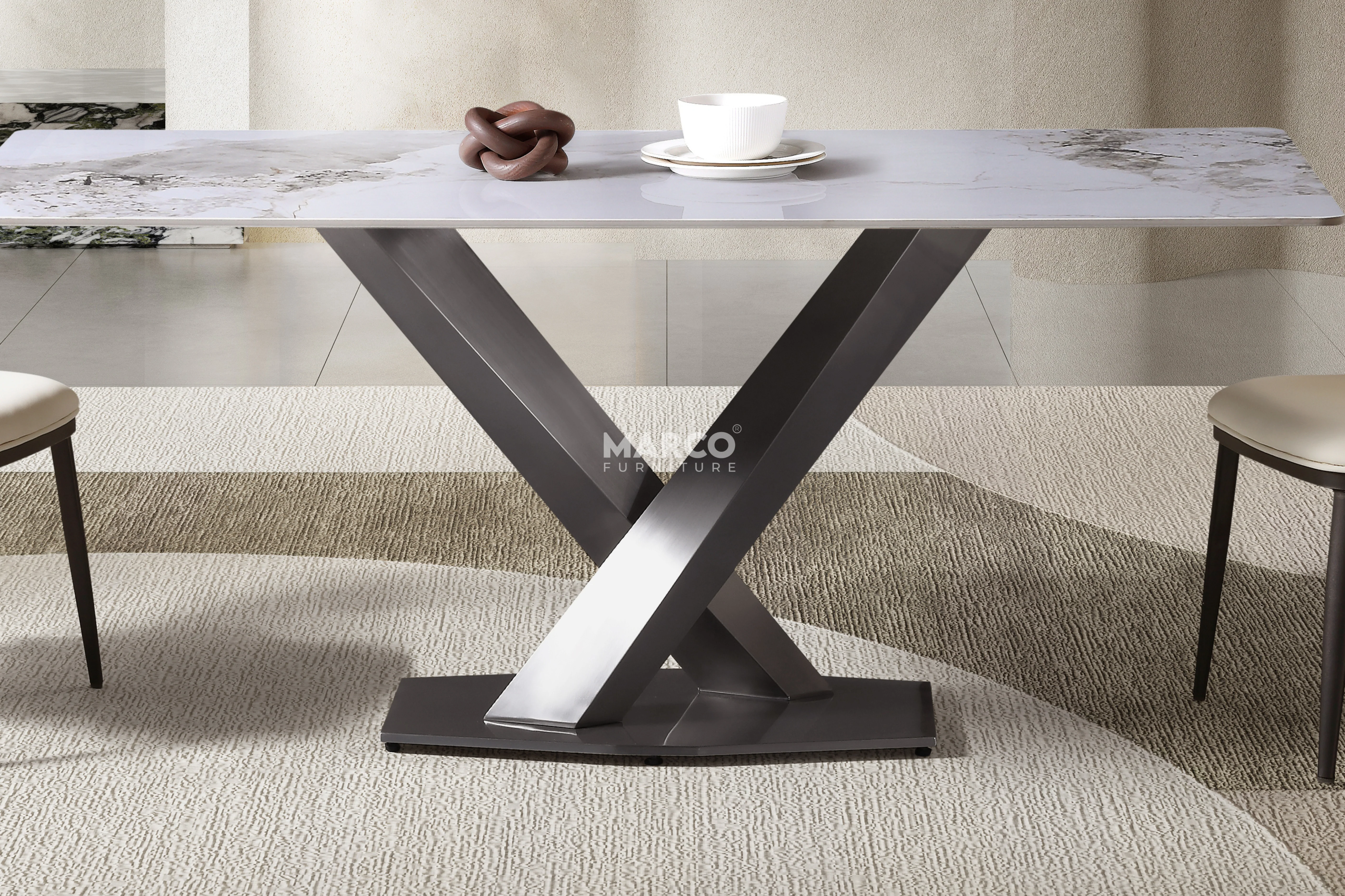 Harvey Ceramic Dining Table (Black) - Image 5