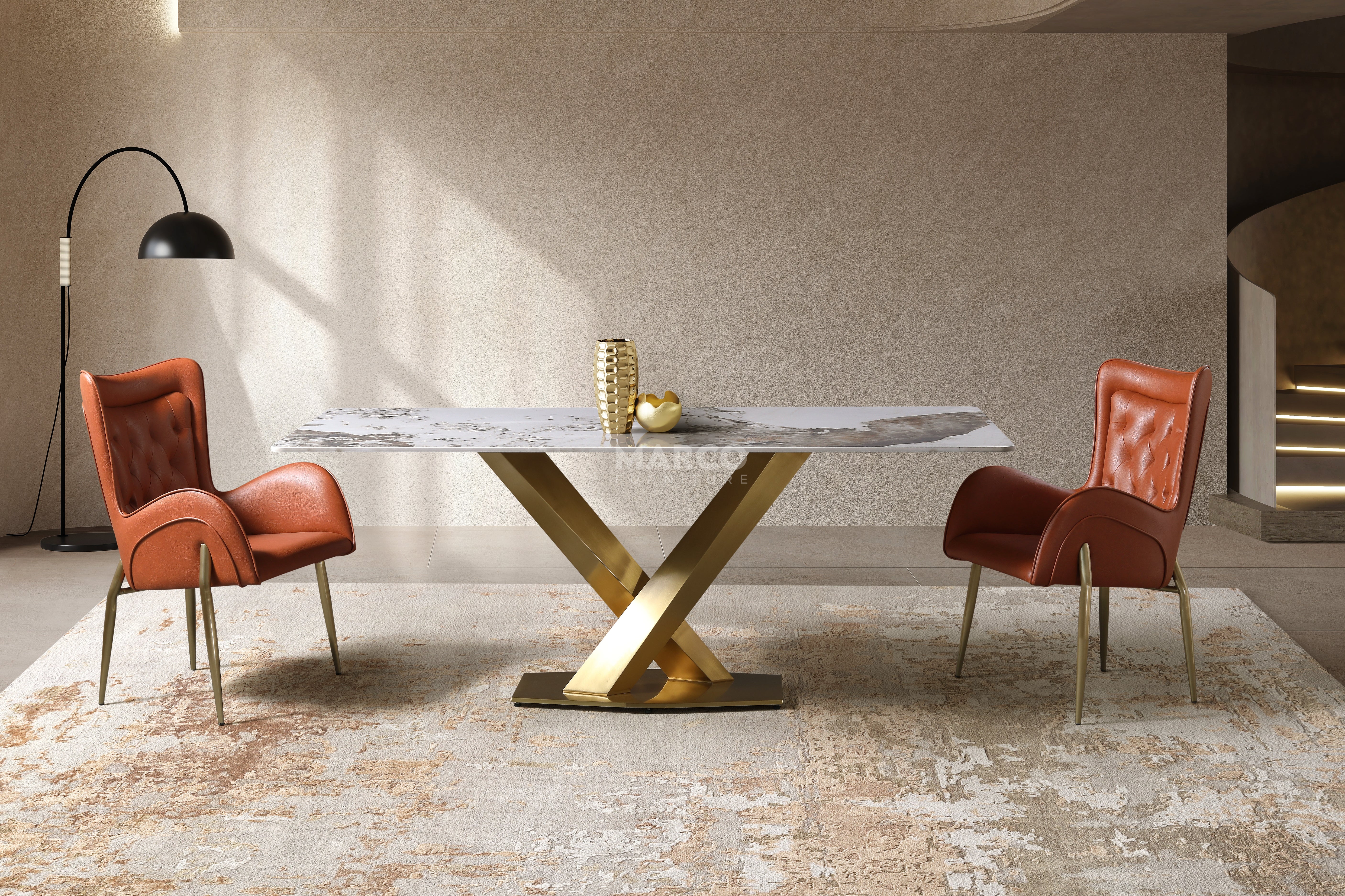 Harvey Ceramic Dining Table (Gold) - Image 2