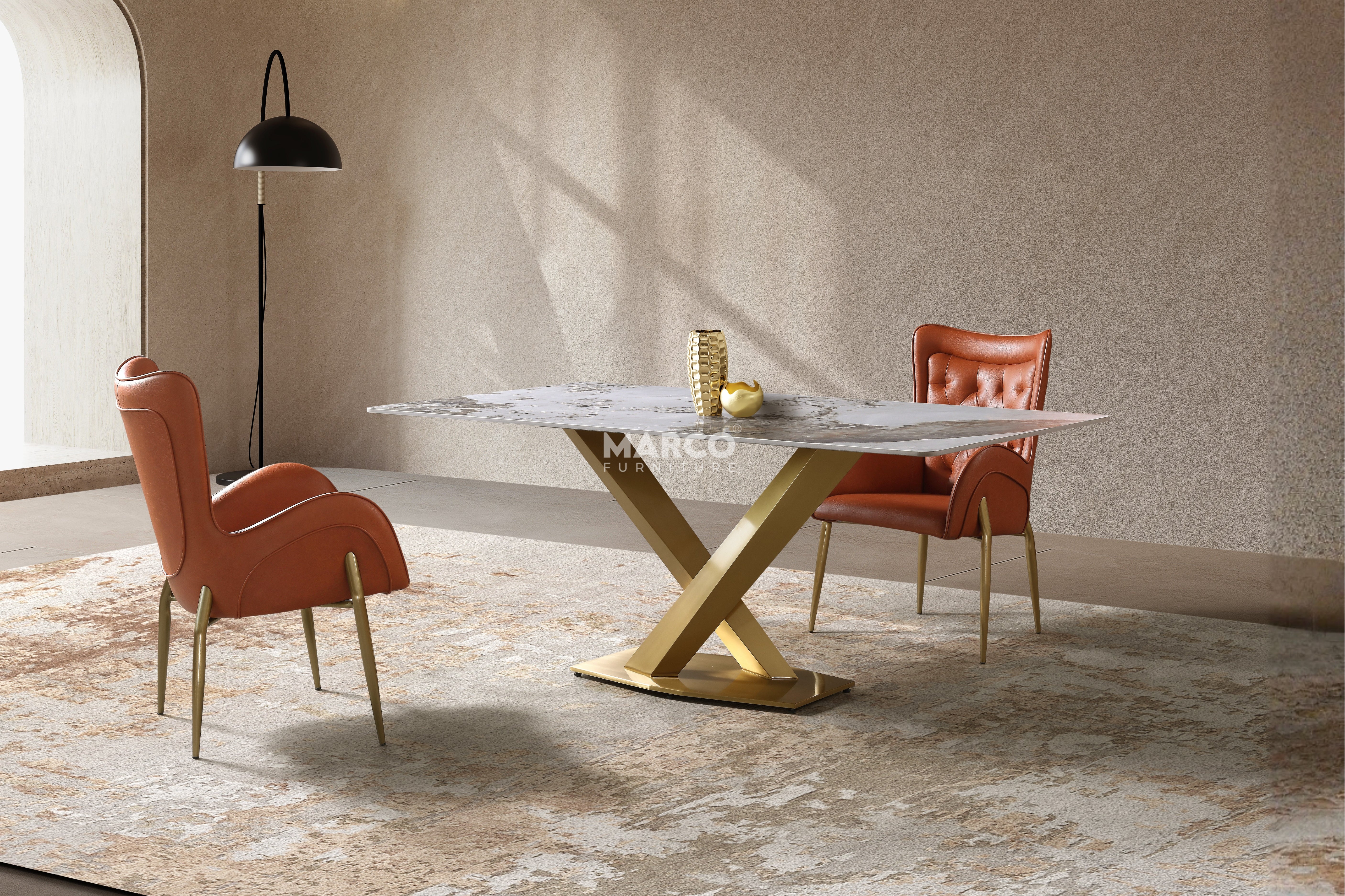 Harvey Ceramic Dining Table (Gold) - Image 3