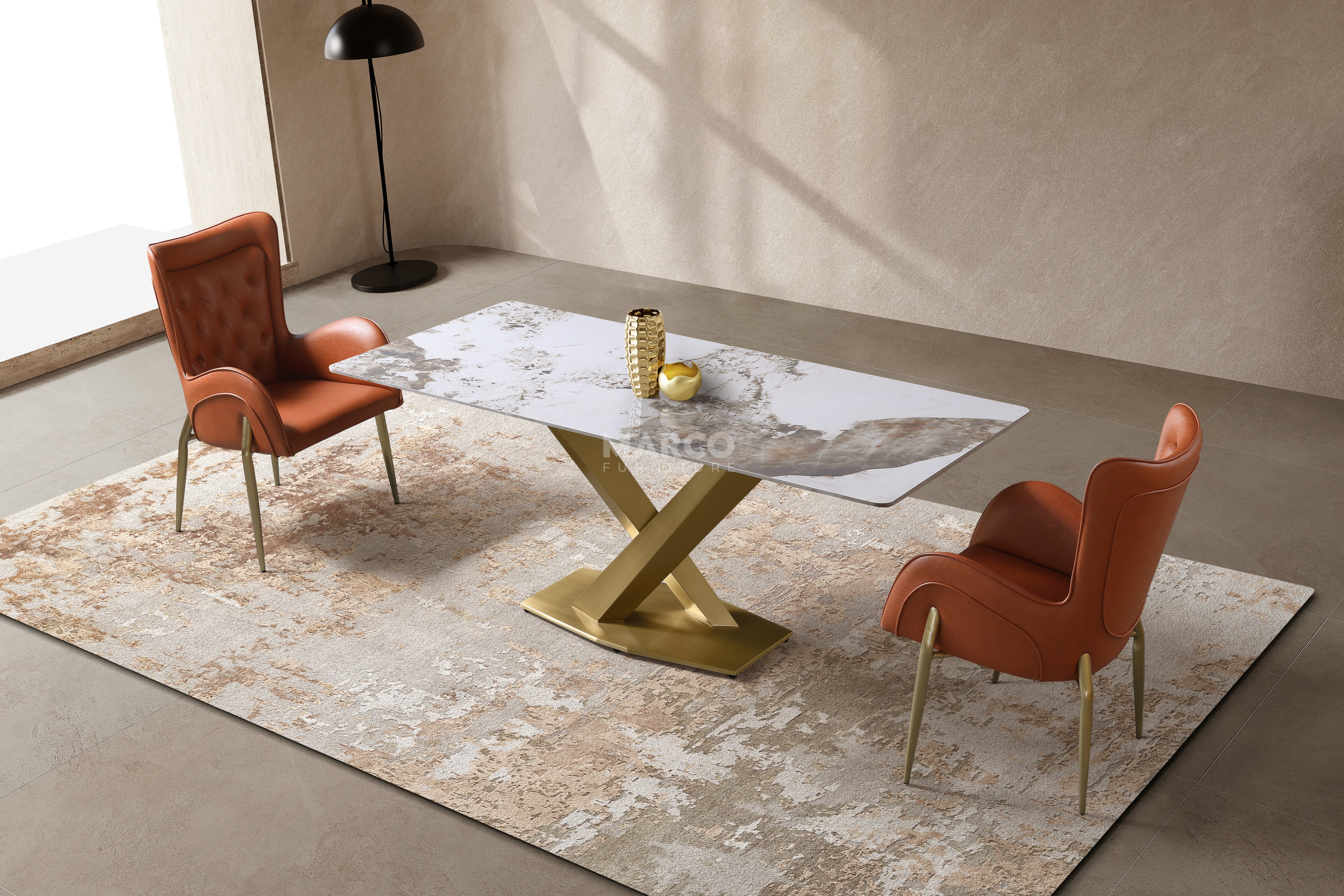 Harvey Ceramic Dining Table (Gold) - Image 4