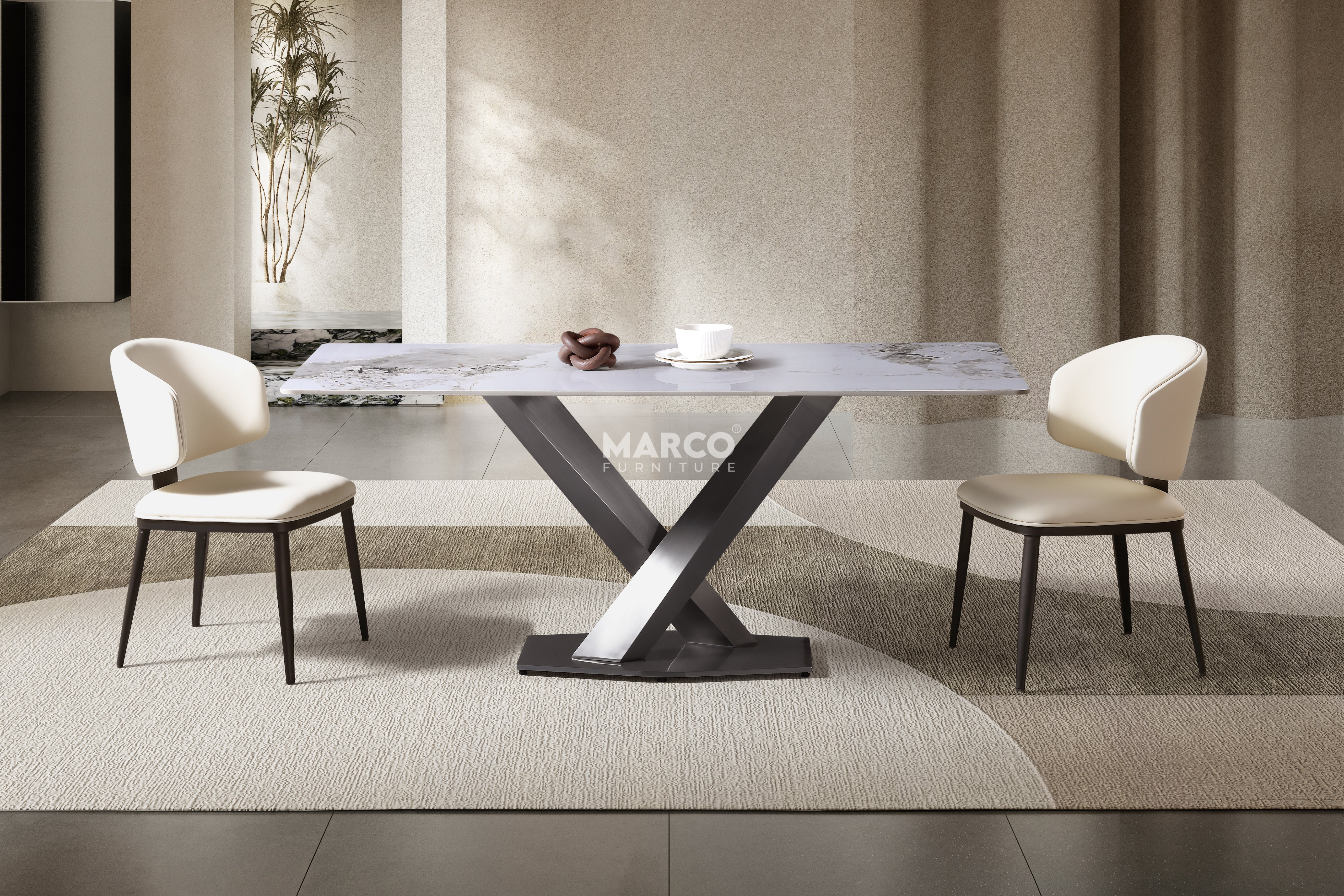 Harvey Ceramic Dining Table (Gold) - Image 5