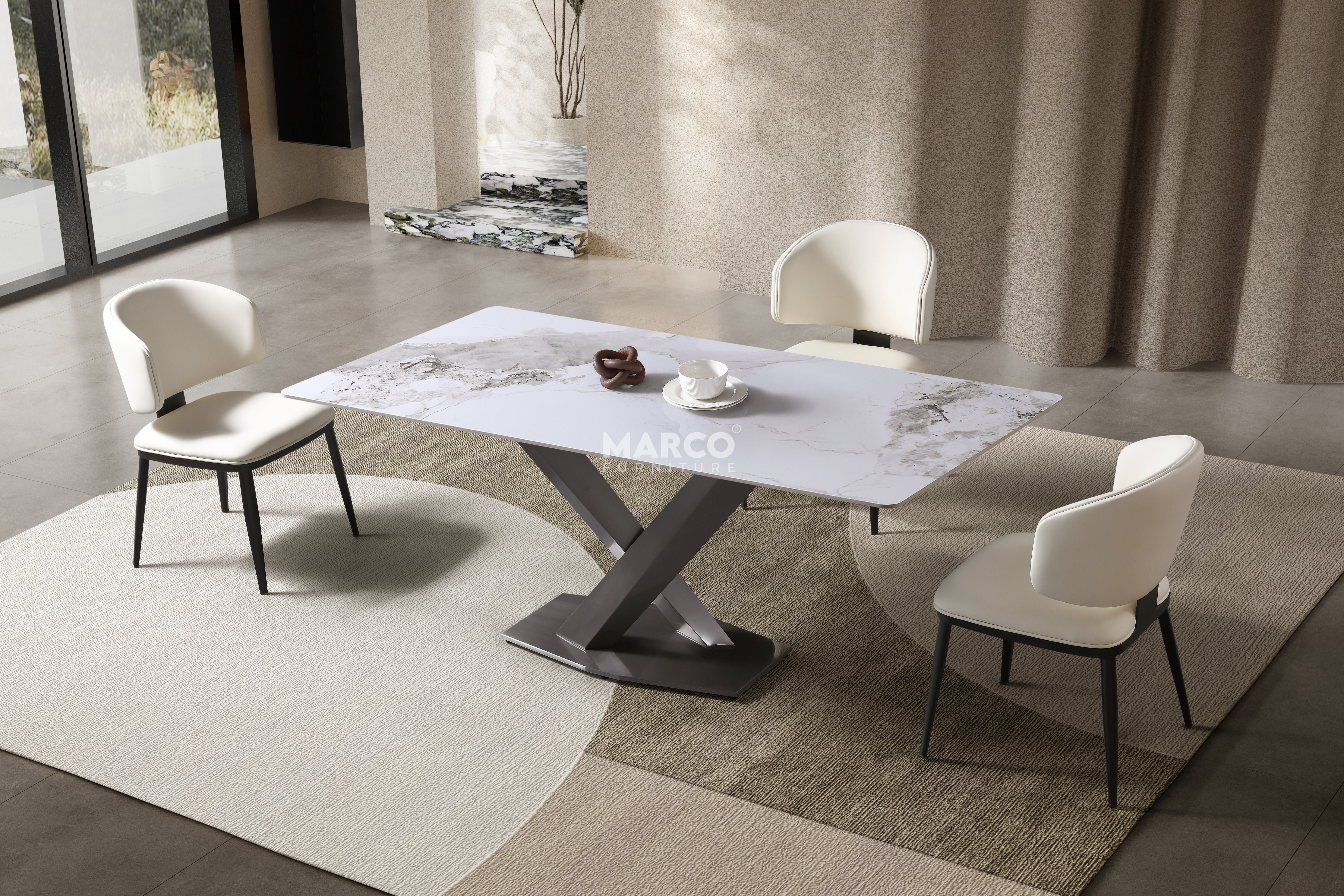 Harvey Ceramic Dining Table (Gold) - Image 7