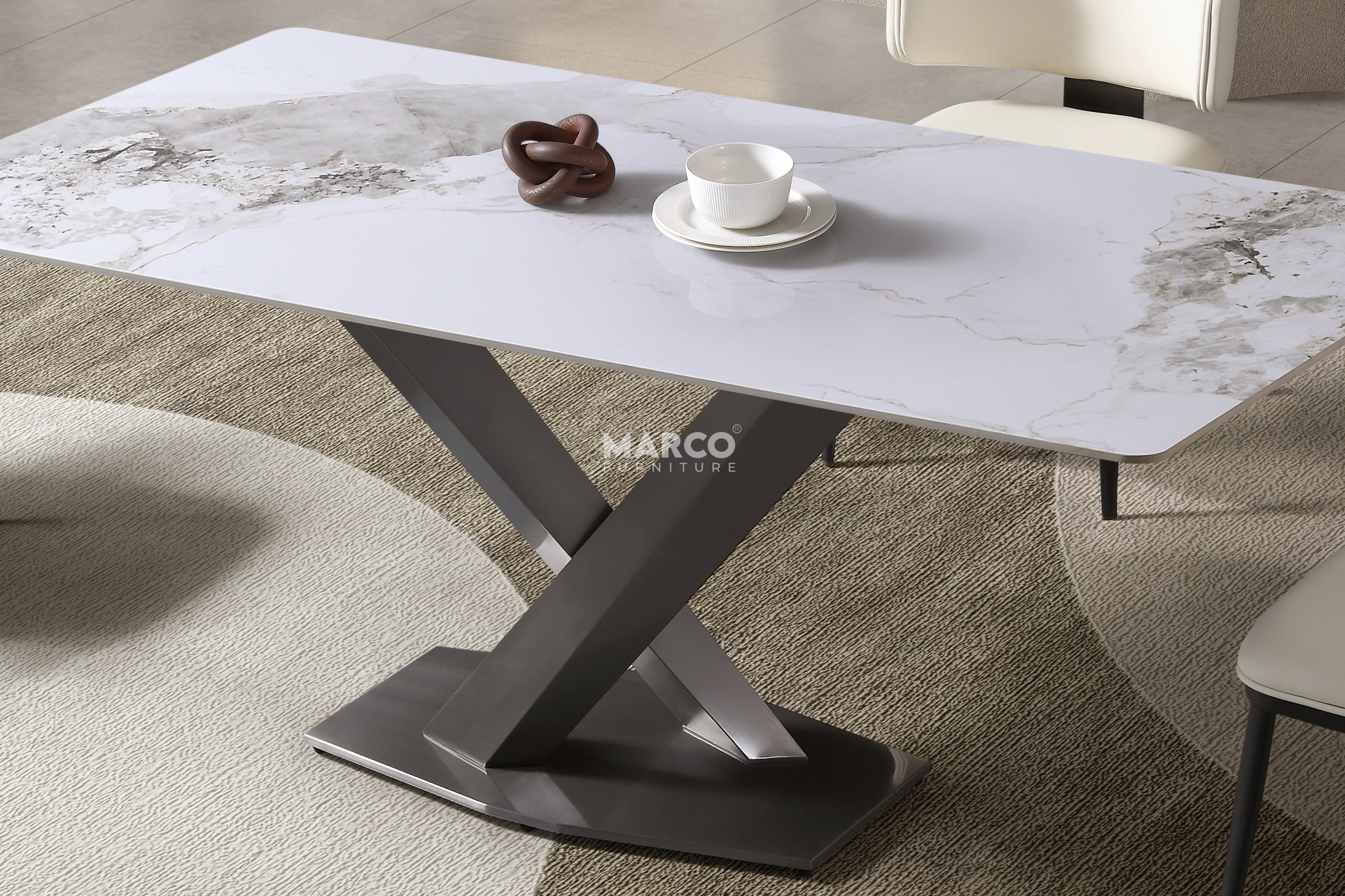 Harvey Ceramic Dining Table (Gold) - Image 8