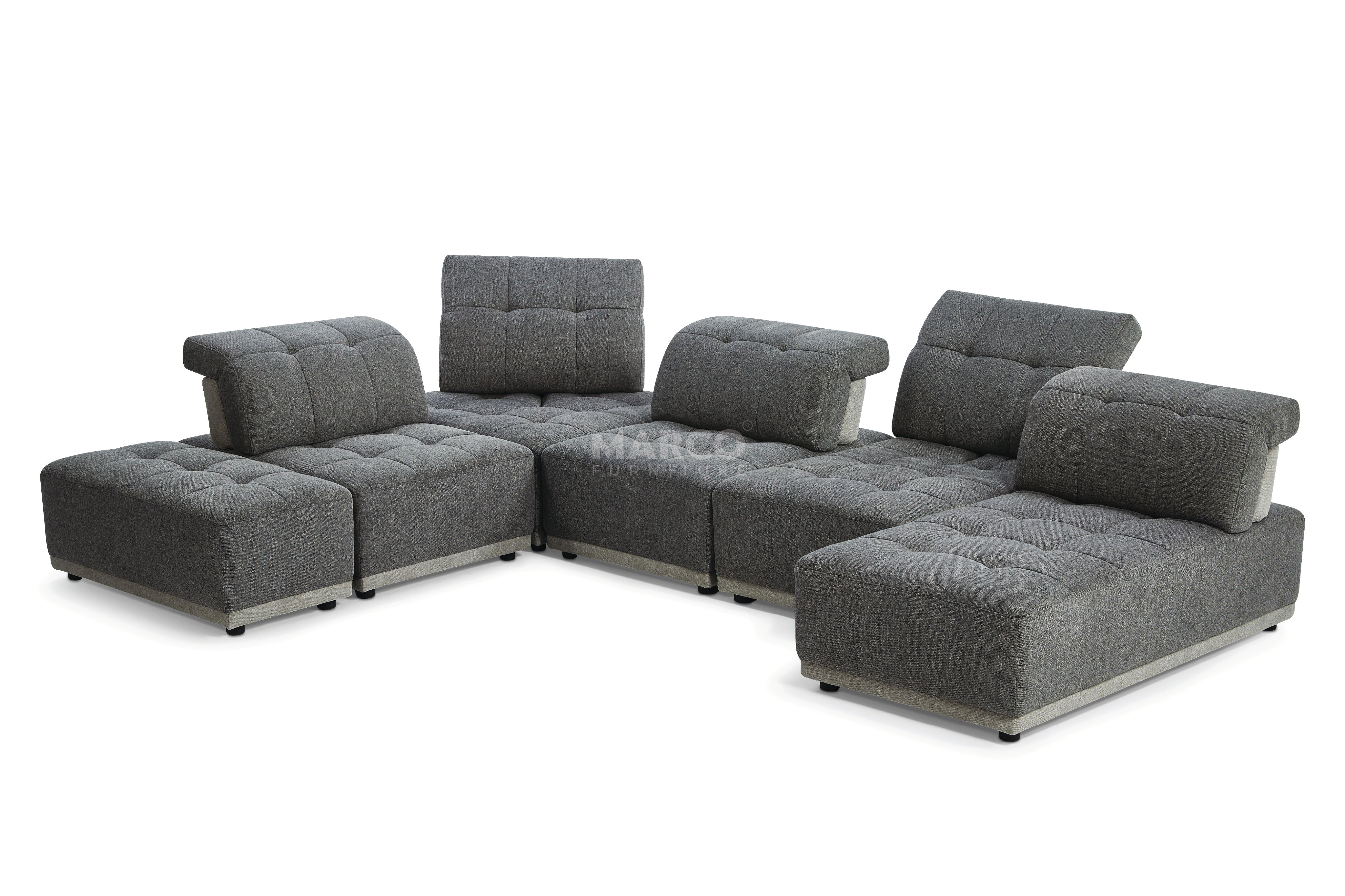 Hawaii Woven Fabric Modular Sofa Lounge with Chaise & Ottoman - Image 11