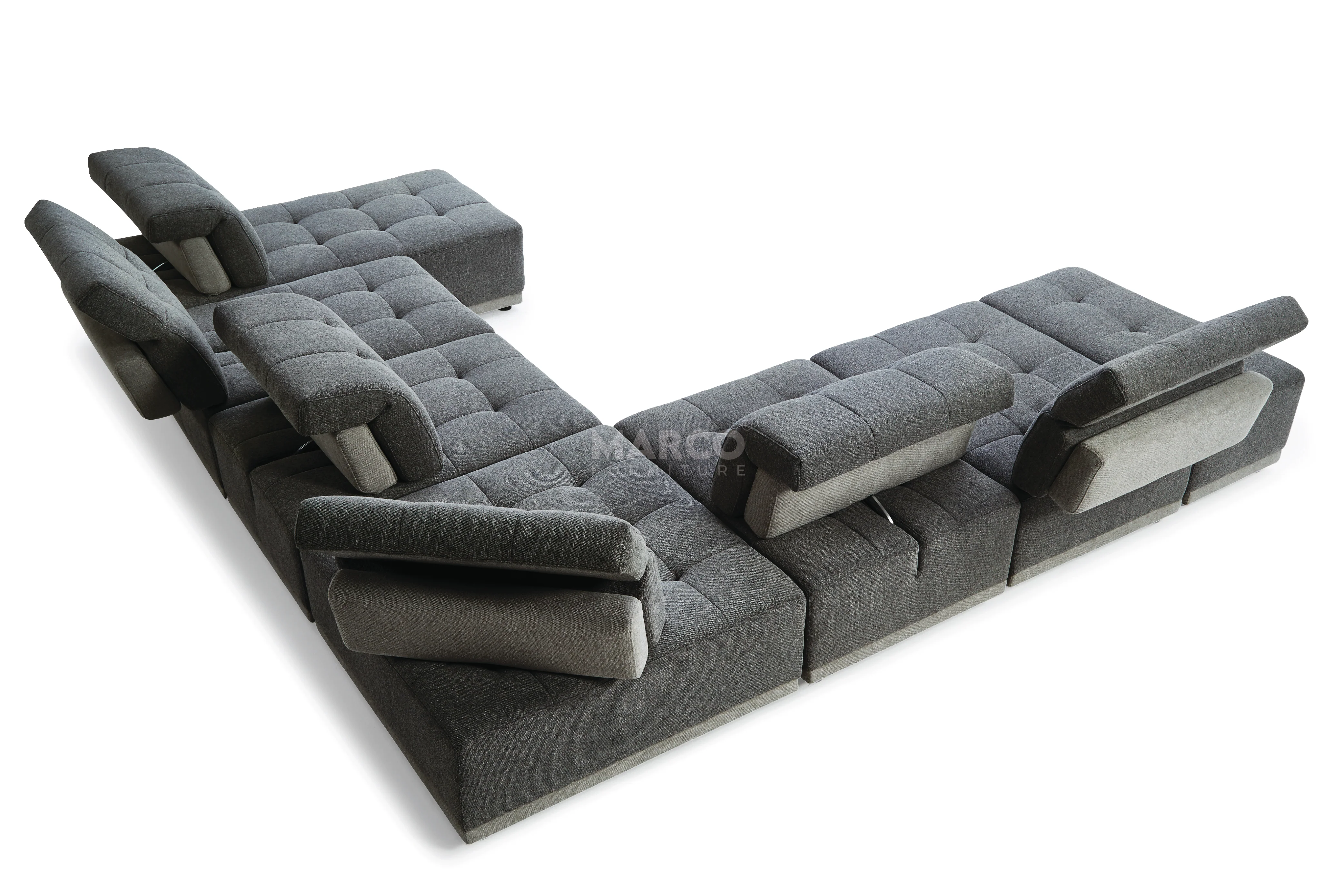 Hawaii Woven Fabric Modular Sofa Lounge with Chaise & Ottoman - Image 12