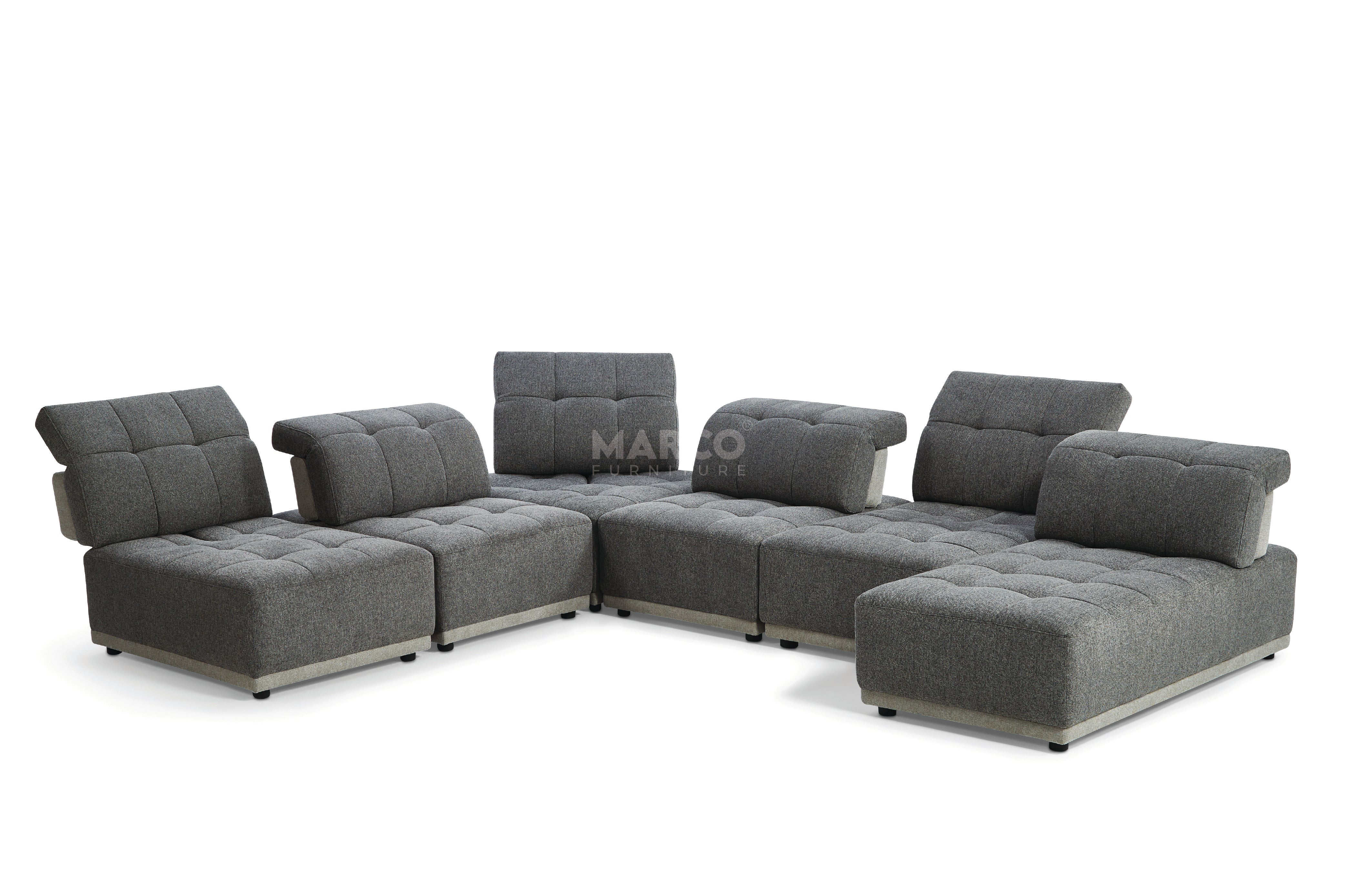 Hawaii Woven Fabric Modular Sofa Lounge with Chaise & Ottoman - Image 14