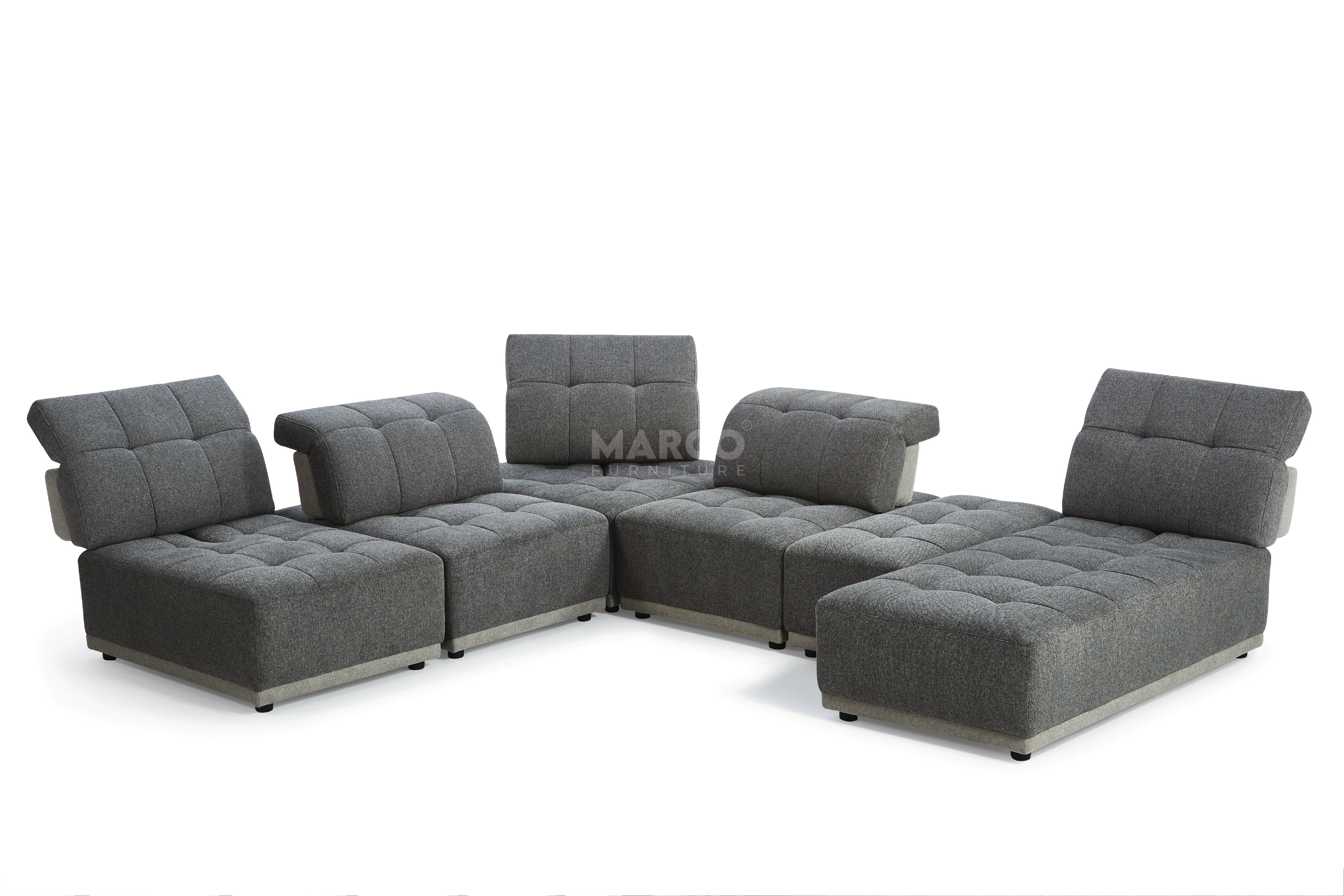 Hawaii Woven Fabric Modular Sofa Lounge with Chaise & Ottoman - Image 16