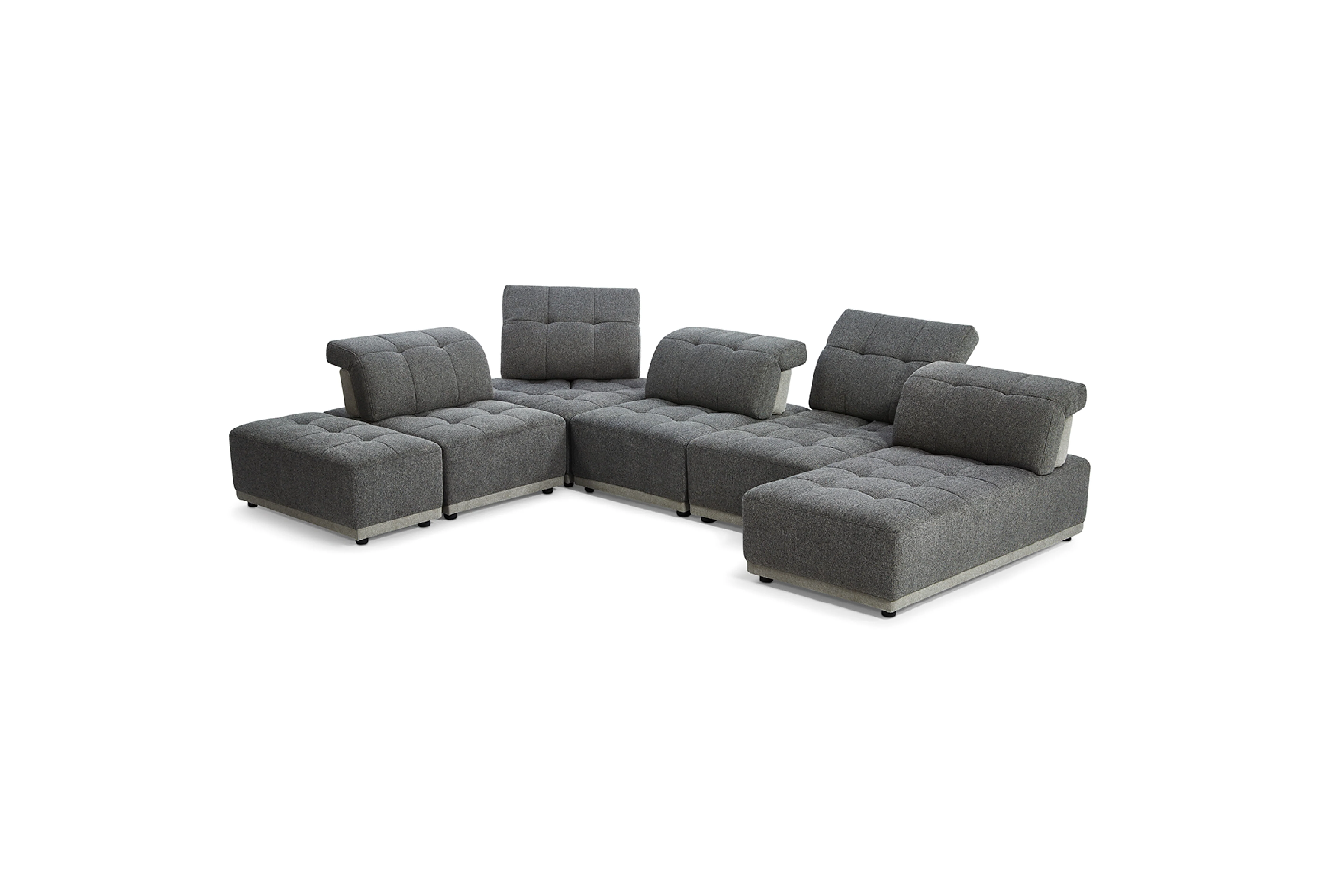 Hawaii Woven Fabric Modular Sofa Lounge with Chaise & Ottoman - Image 3