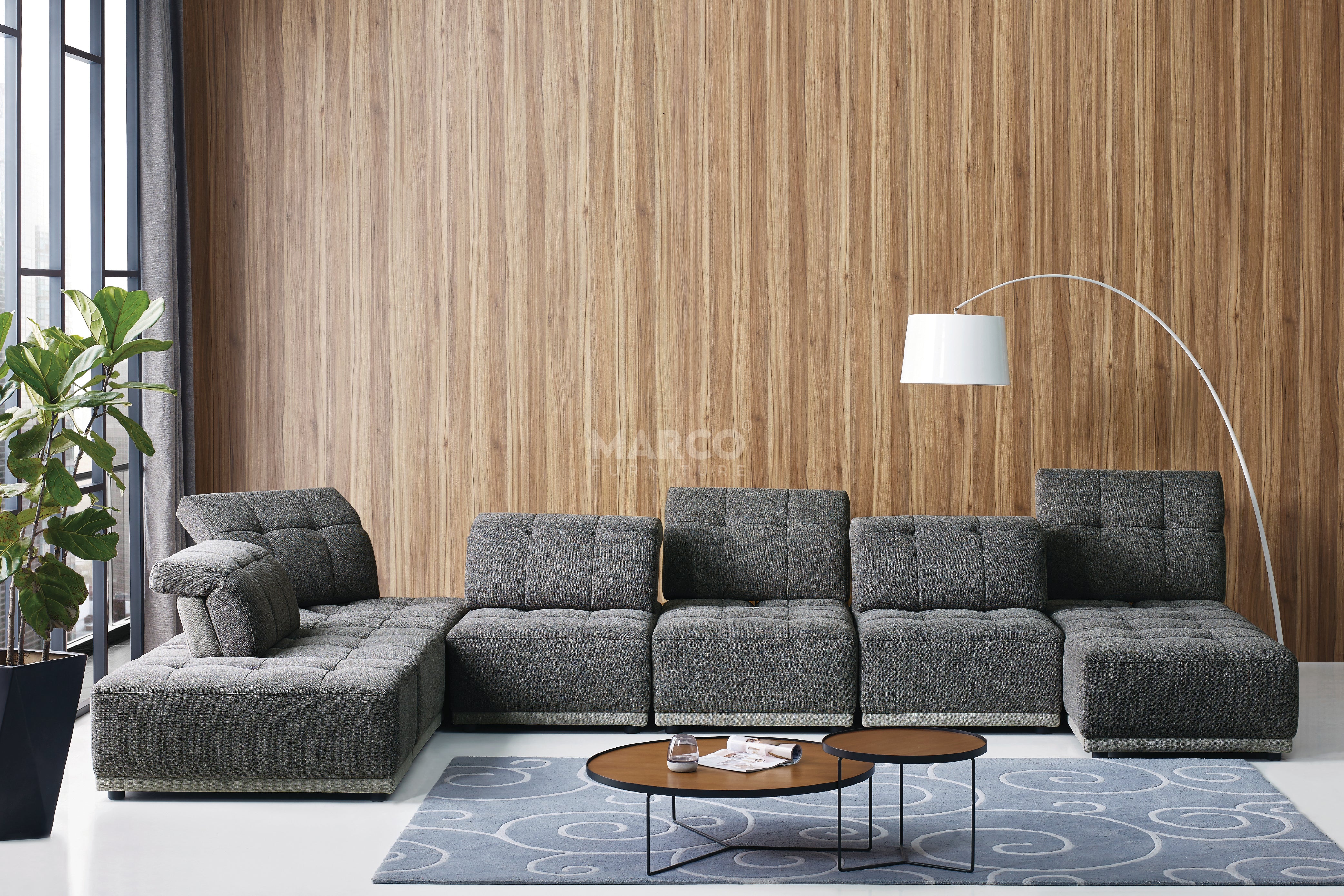 Hawaii Woven Fabric Modular Sofa Lounge with Chaise & Ottoman - Image 7