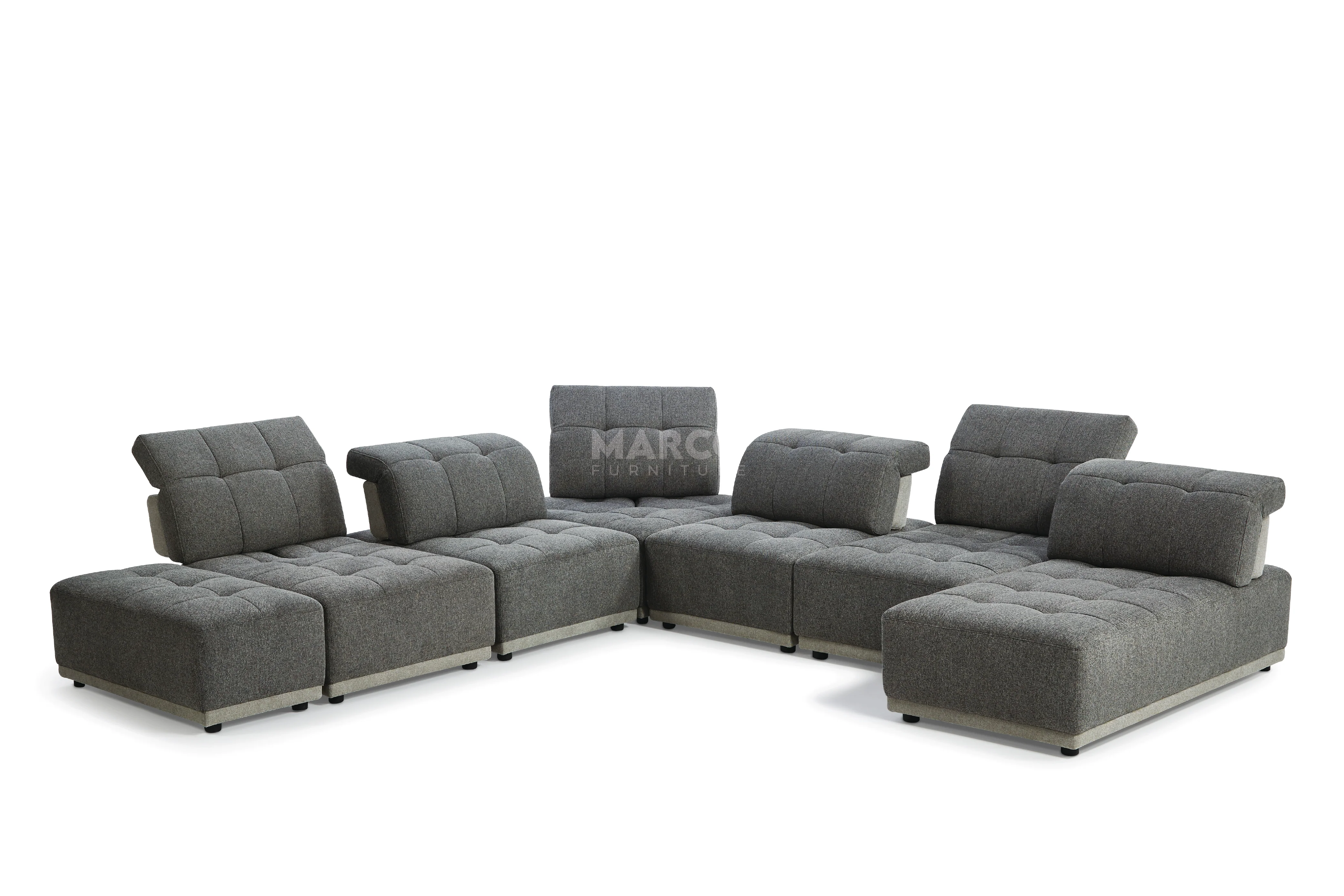 Hawaii Woven Fabric Modular Sofa Lounge with Chaise & Ottoman - Image 8