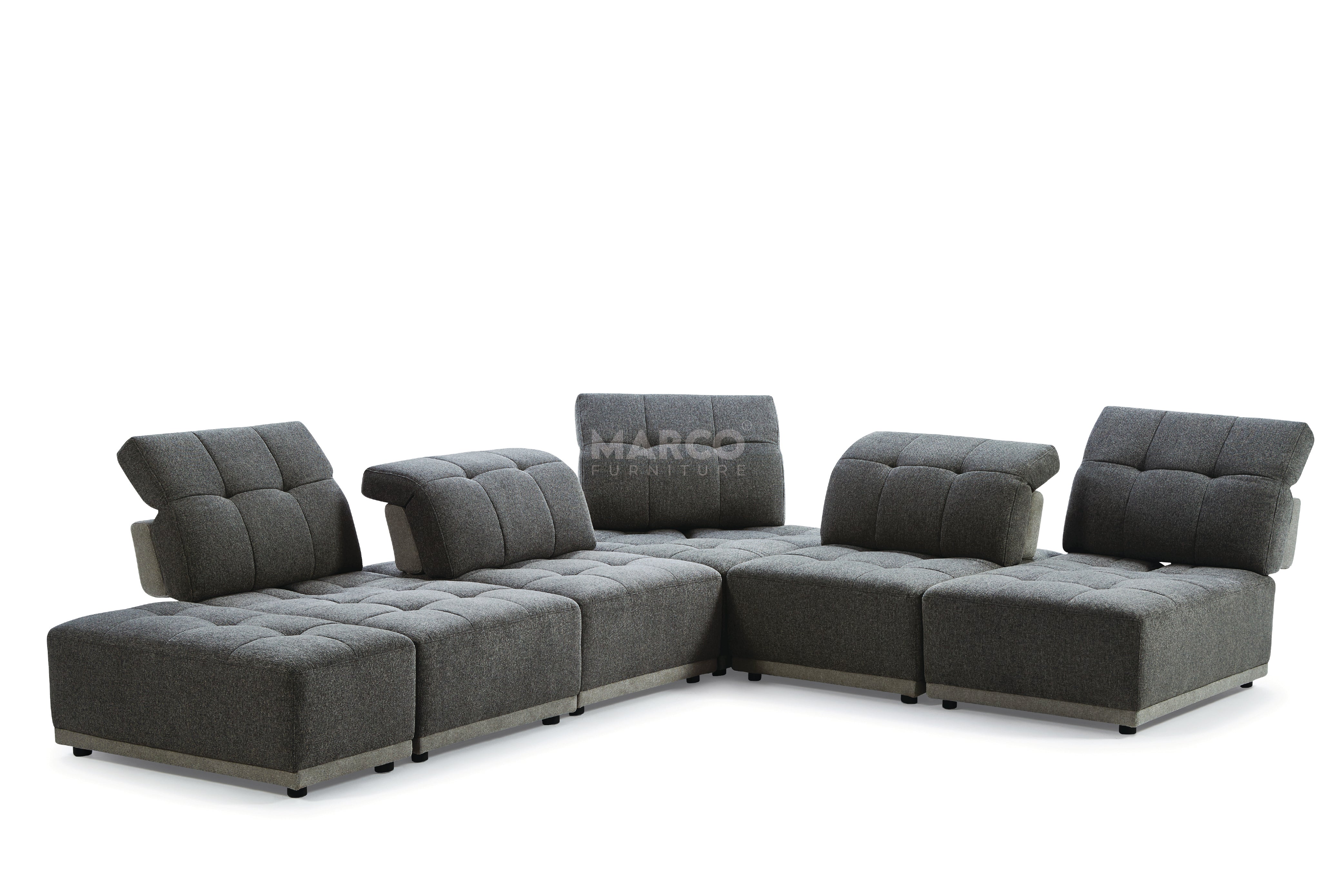 Hawaii Woven Fabric Modular Sofa Lounge with Chaise & Ottoman - Image 9