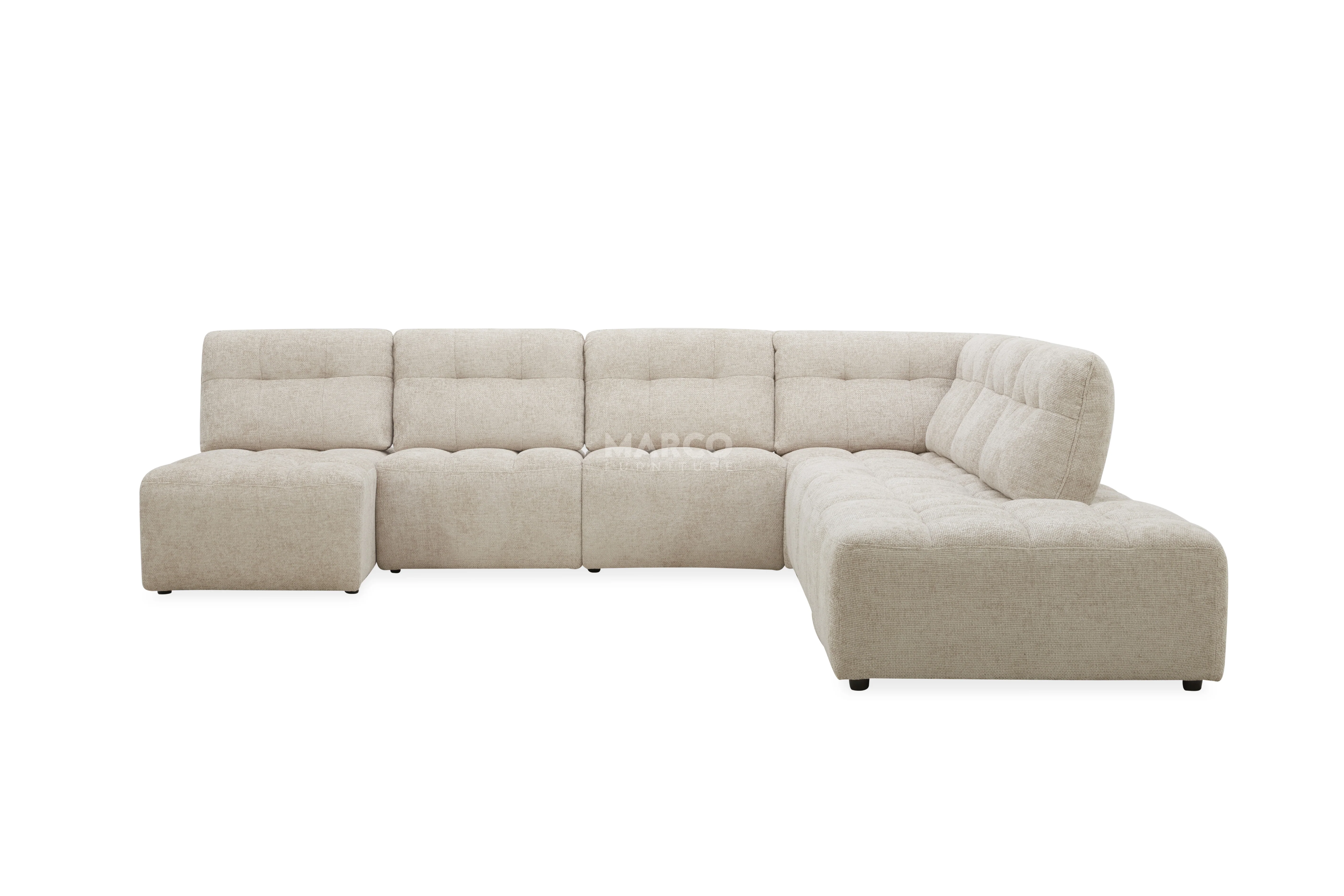 Dublin Woven Fabric Modular Sofa Lounge with Chaise & Ottoman - Image 3