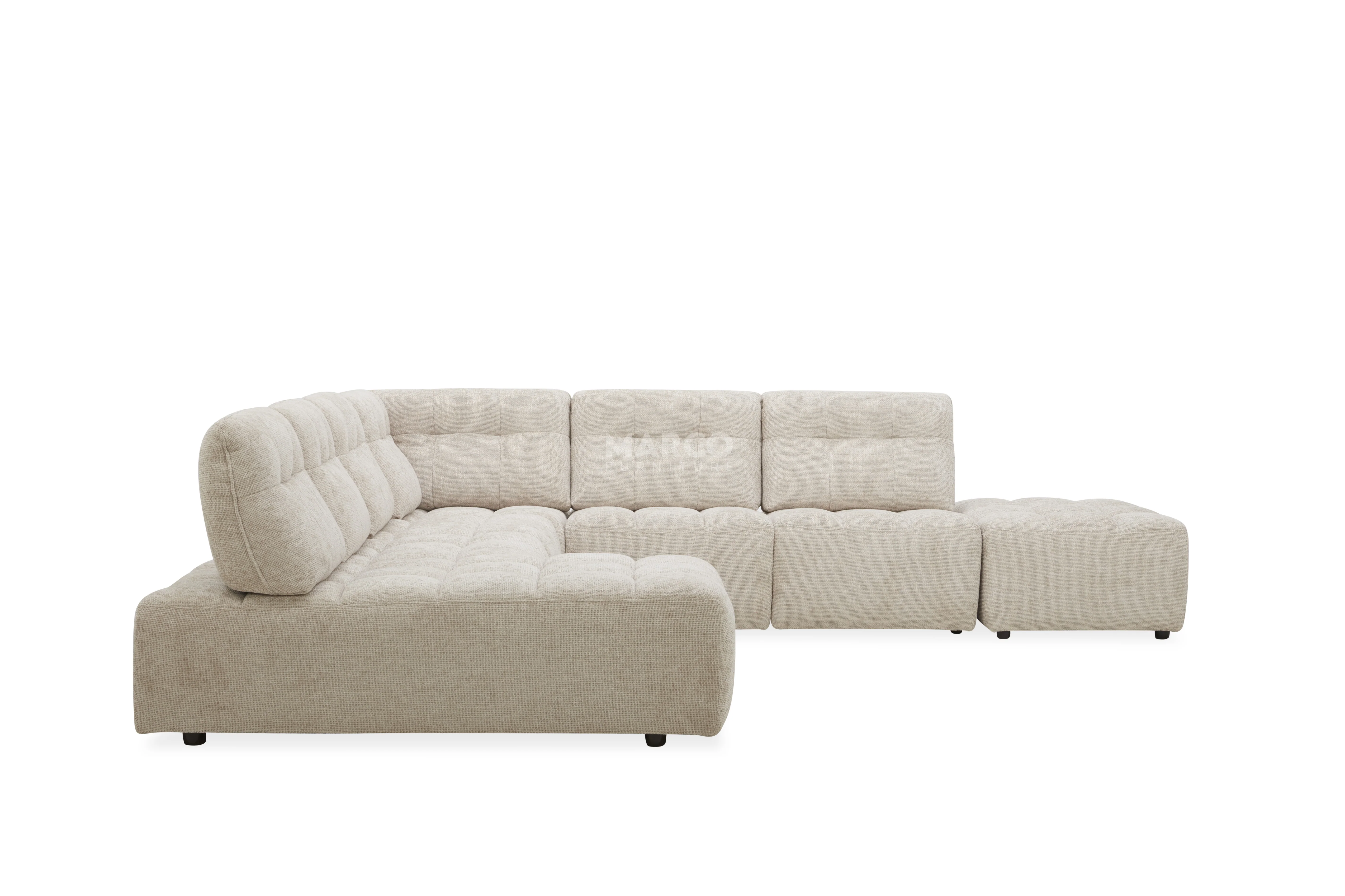 Dublin Woven Fabric Modular Sofa Lounge with Chaise & Ottoman - Image 4