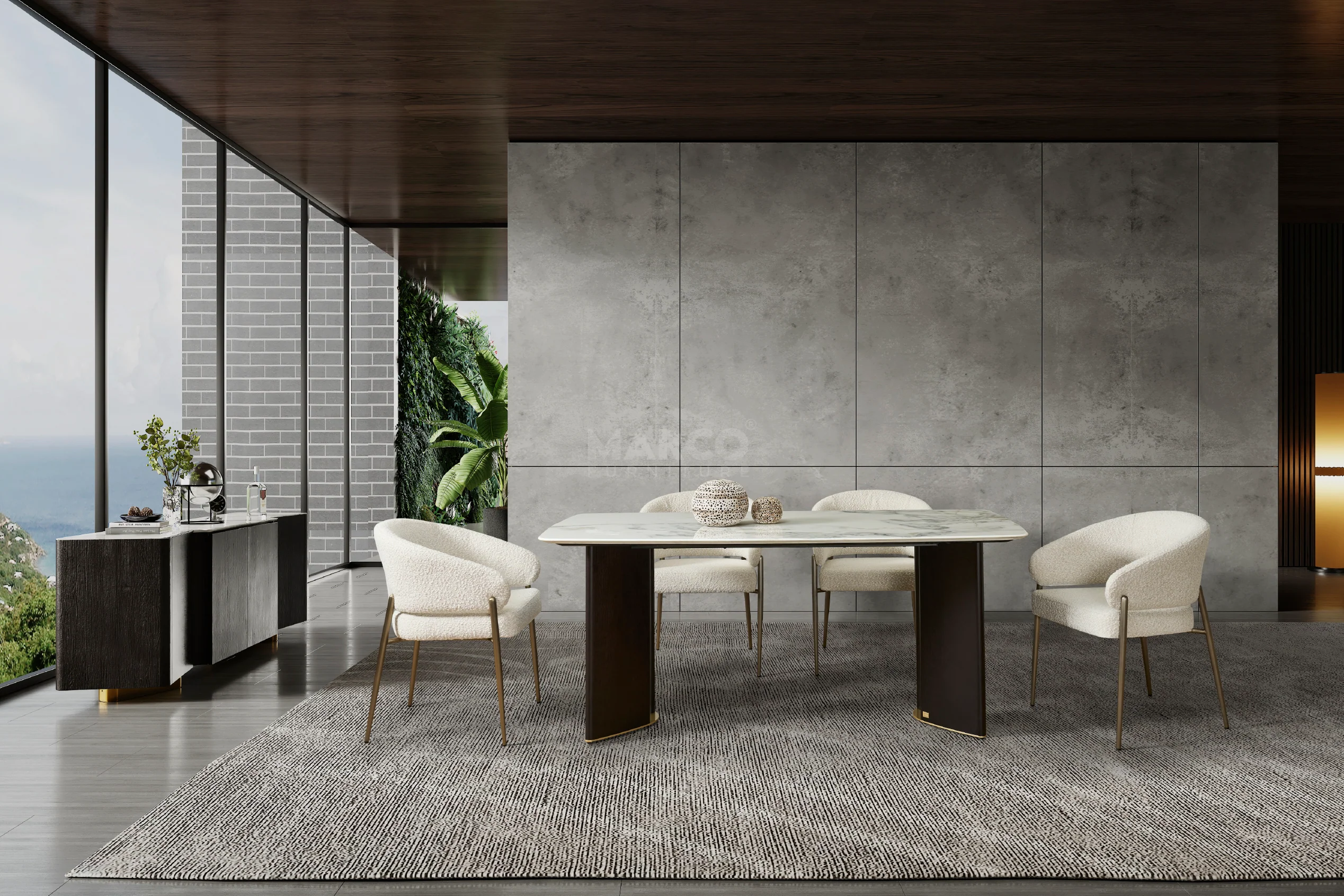 Henry Microlite Stone Top Dining Table - Image 3