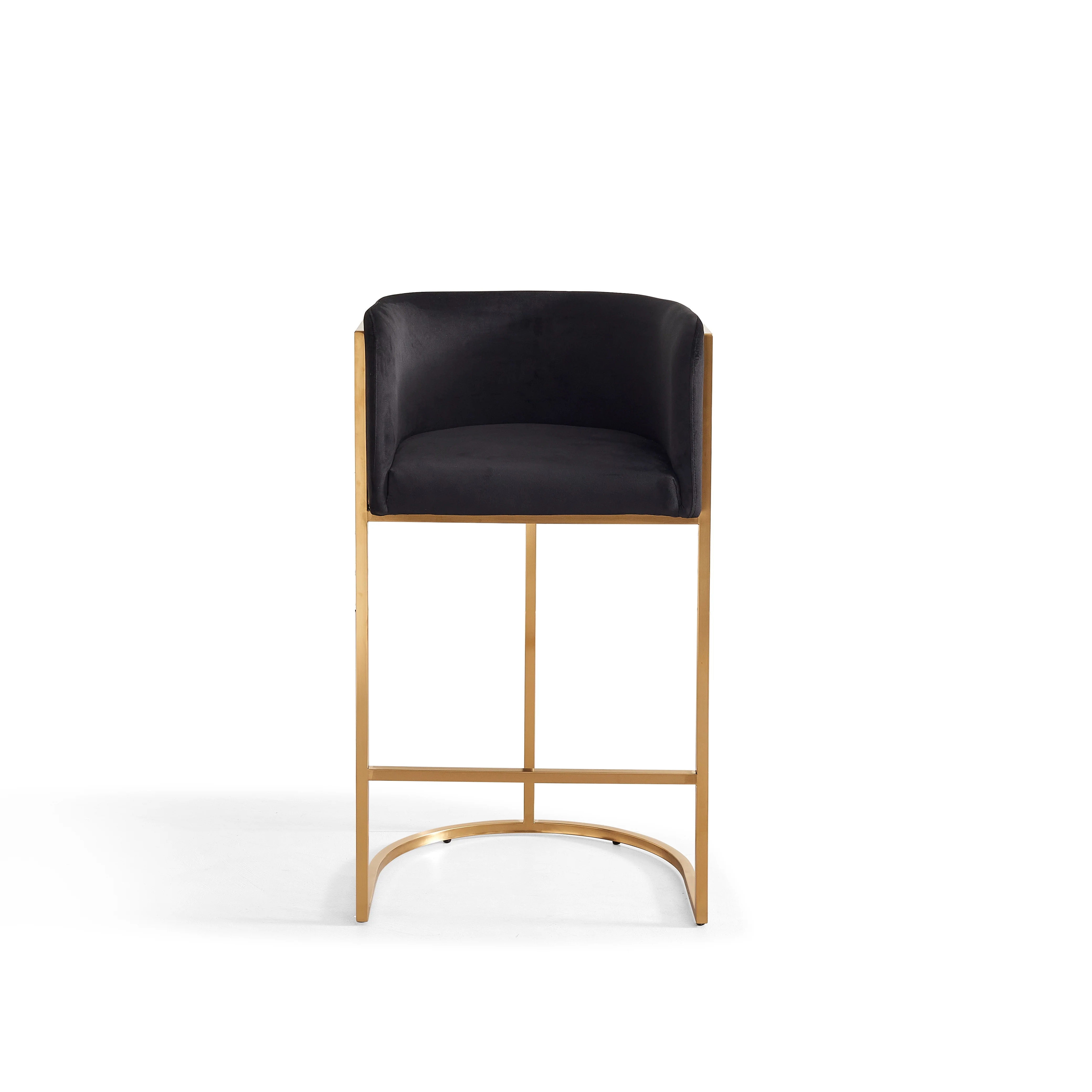 Honeycomb Bar Stool Black Velvet Upholstery - Image 11