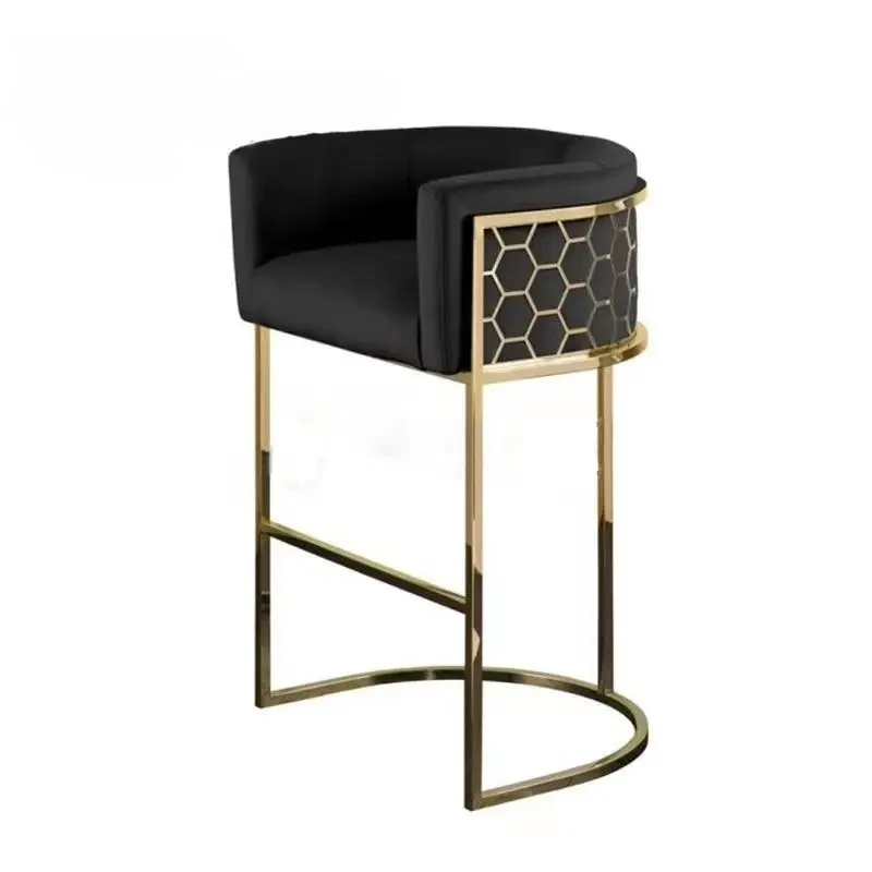 Honeycomb Bar Stool Black Velvet Upholstery - Image 13