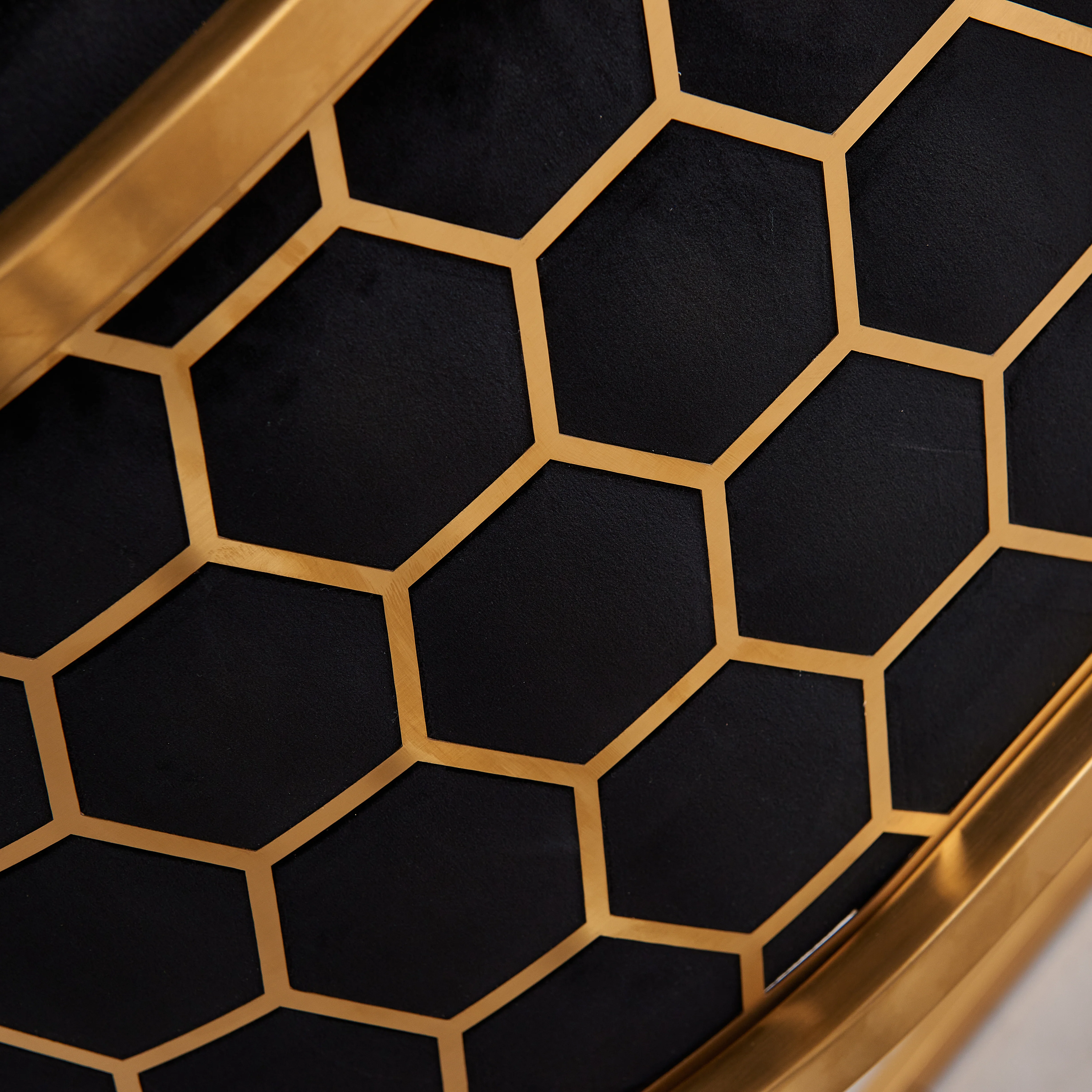 Honeycomb Bar Stool Black Velvet Upholstery - Image 7