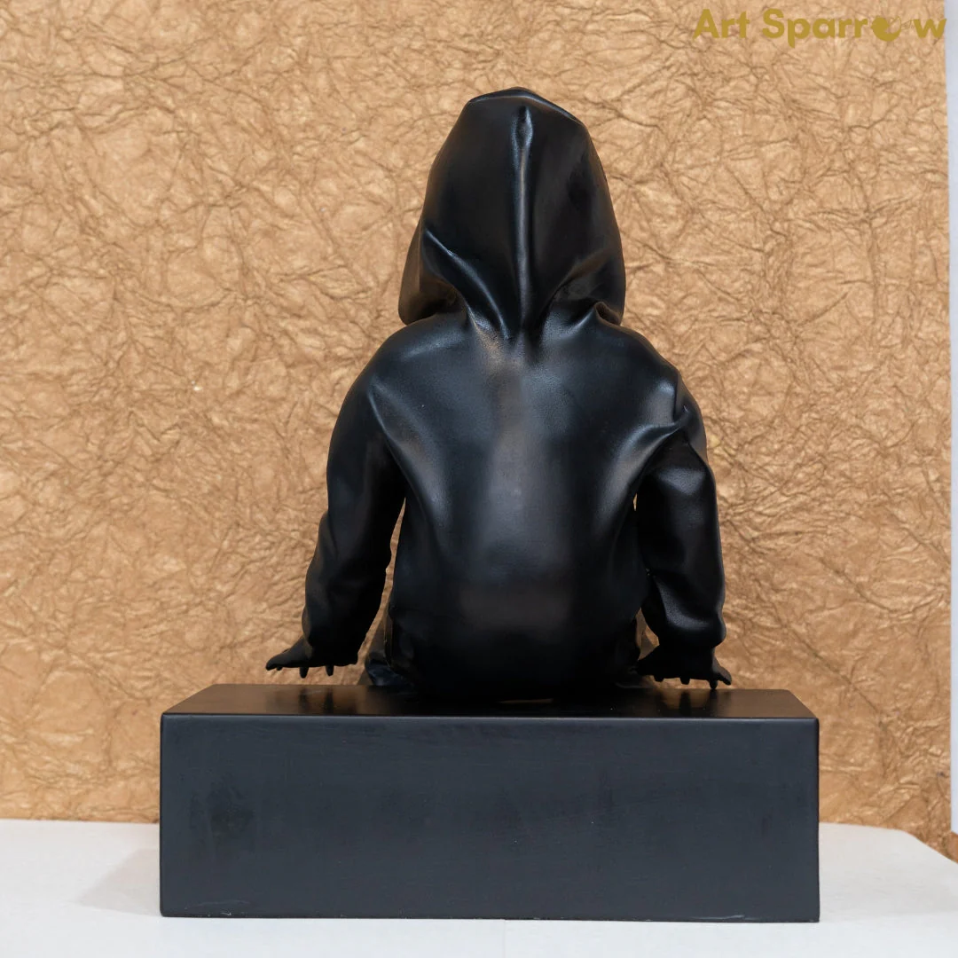 Black Hooded Gold-Faced Figurine - Image 11