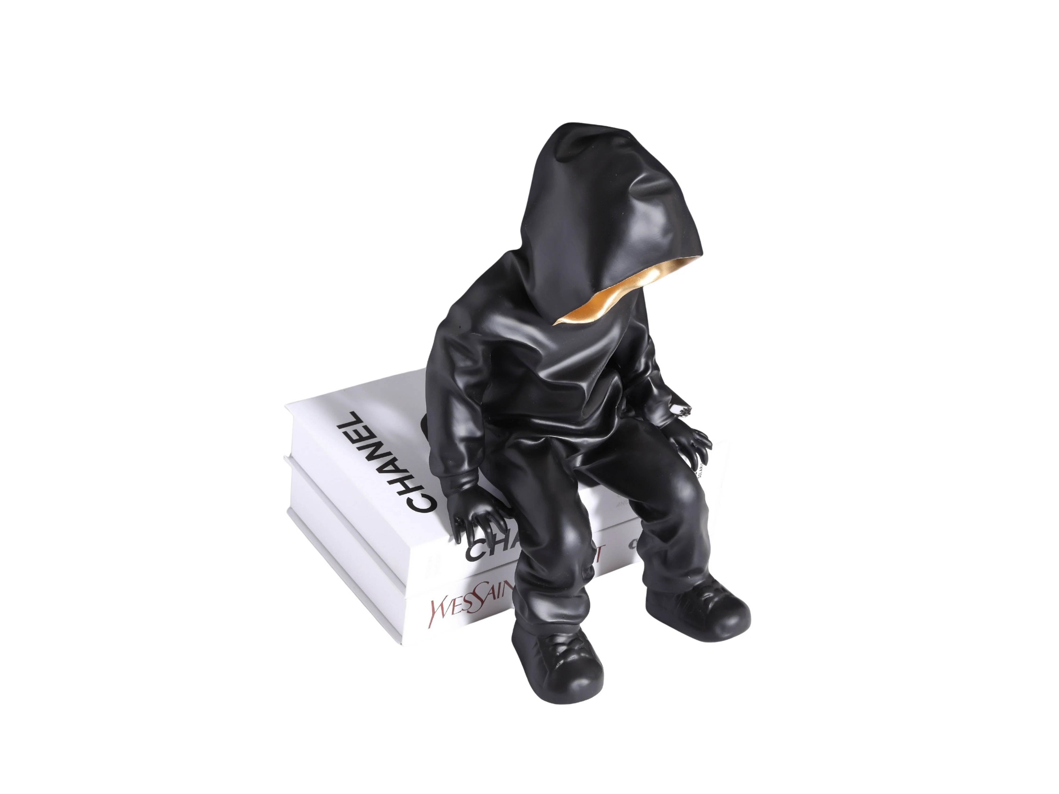 Black Hooded Gold-Faced Figurine - Image 5