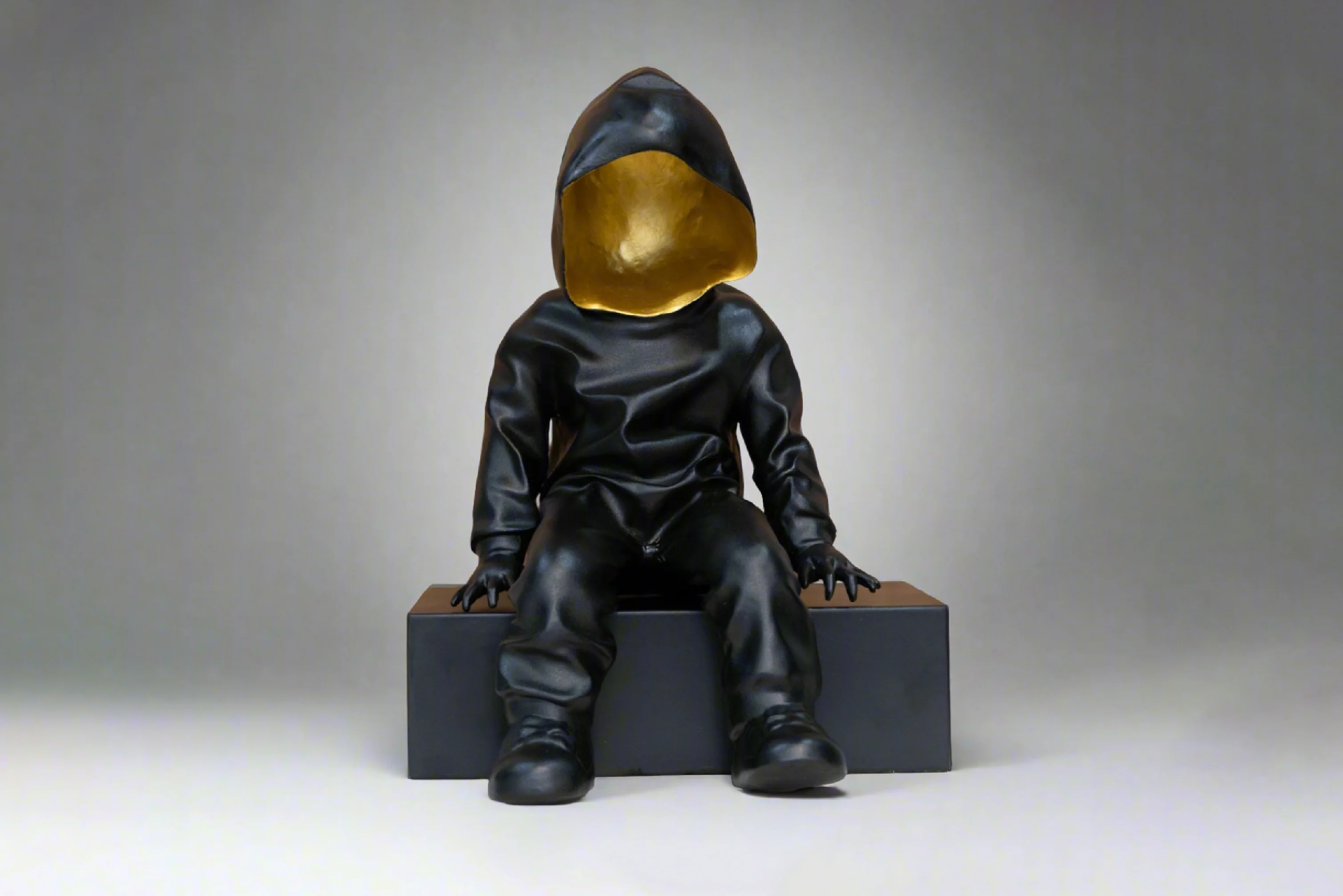 Black Hooded Gold-Faced Figurine - Image 6