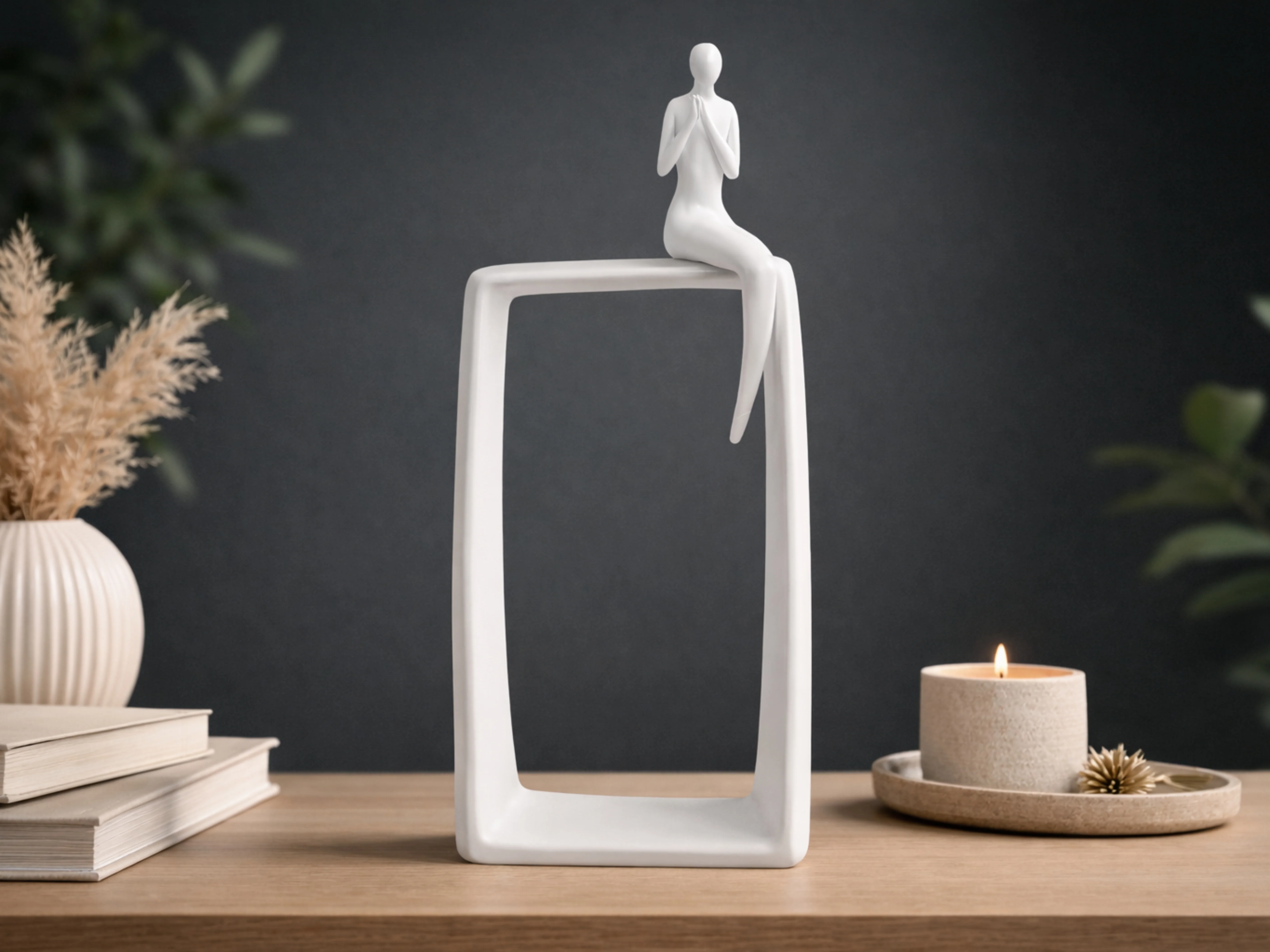 White Ceramic Abstract Art Statue