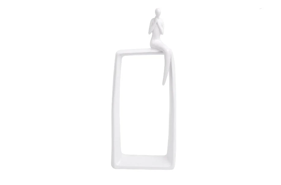 White Ceramic Abstract Art Statue - Image 3