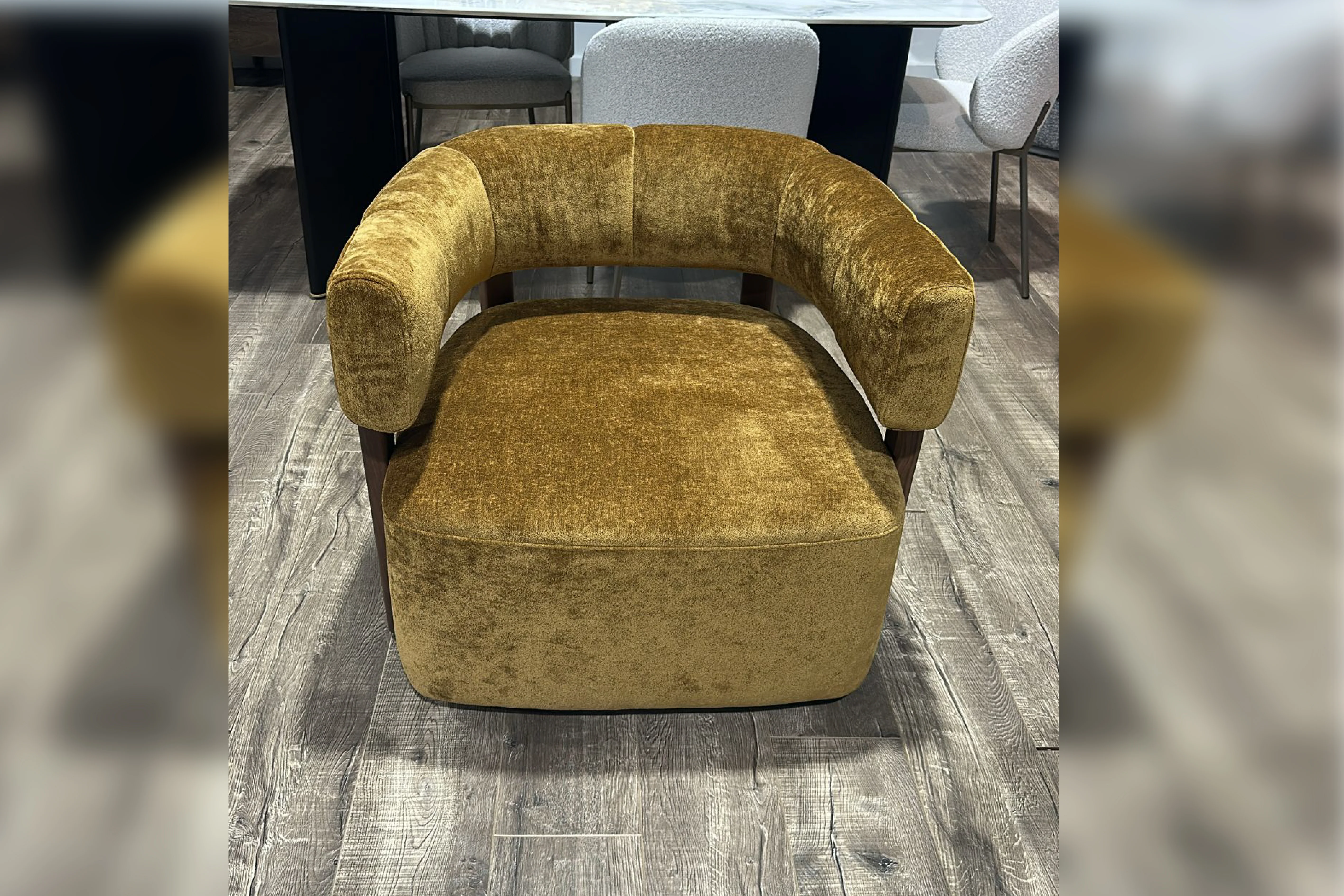 Jenna Chenille Fabric Swivel Armchair – Modern Occasional Chair - Image 3