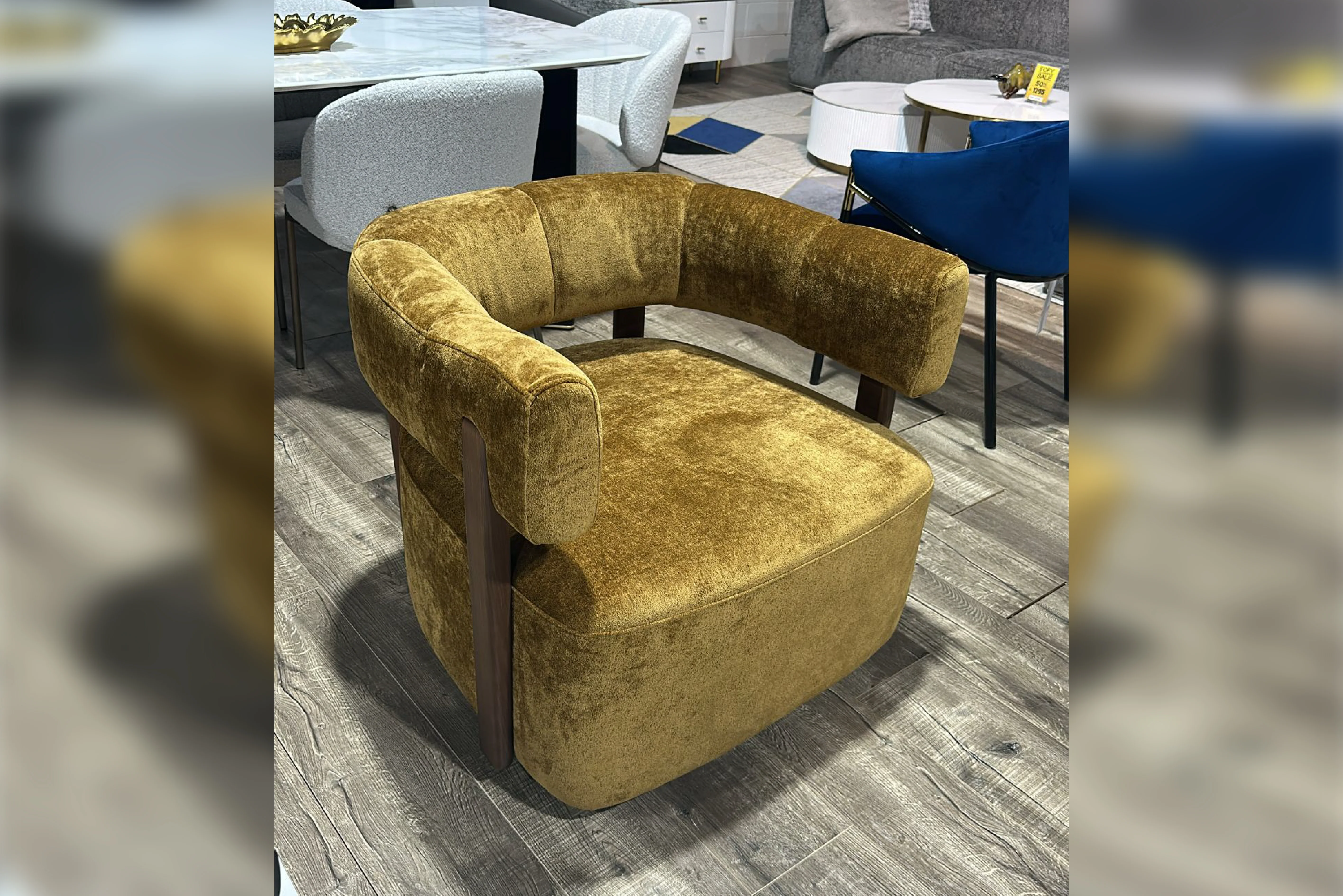 Jenna Chenille Fabric Swivel Armchair – Modern Occasional Chair - Image 4
