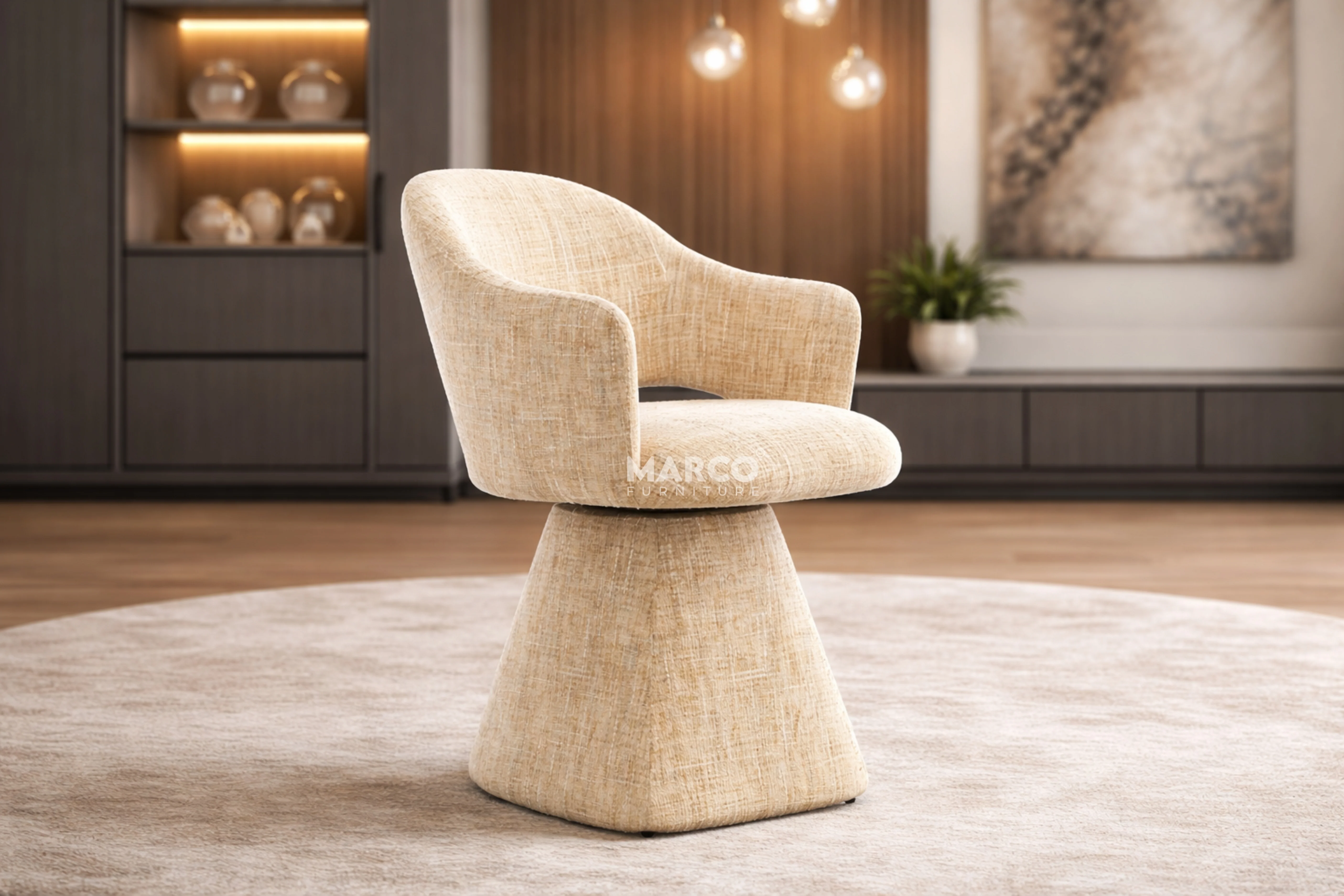 Kelvin Fabric Dining Chair – Swivel Base - Image 2