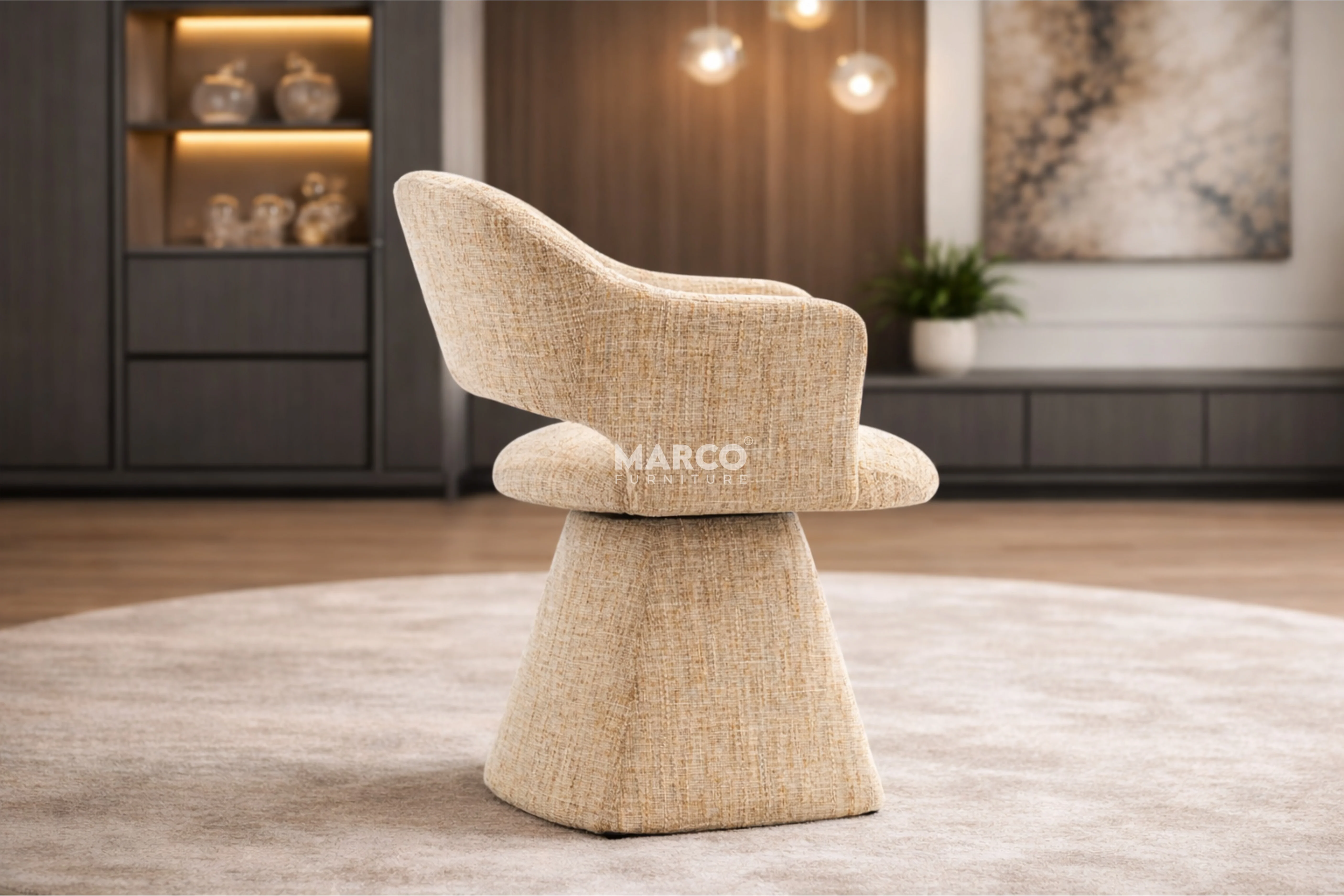 Kelvin Fabric Dining Chair – Swivel Base - Image 3
