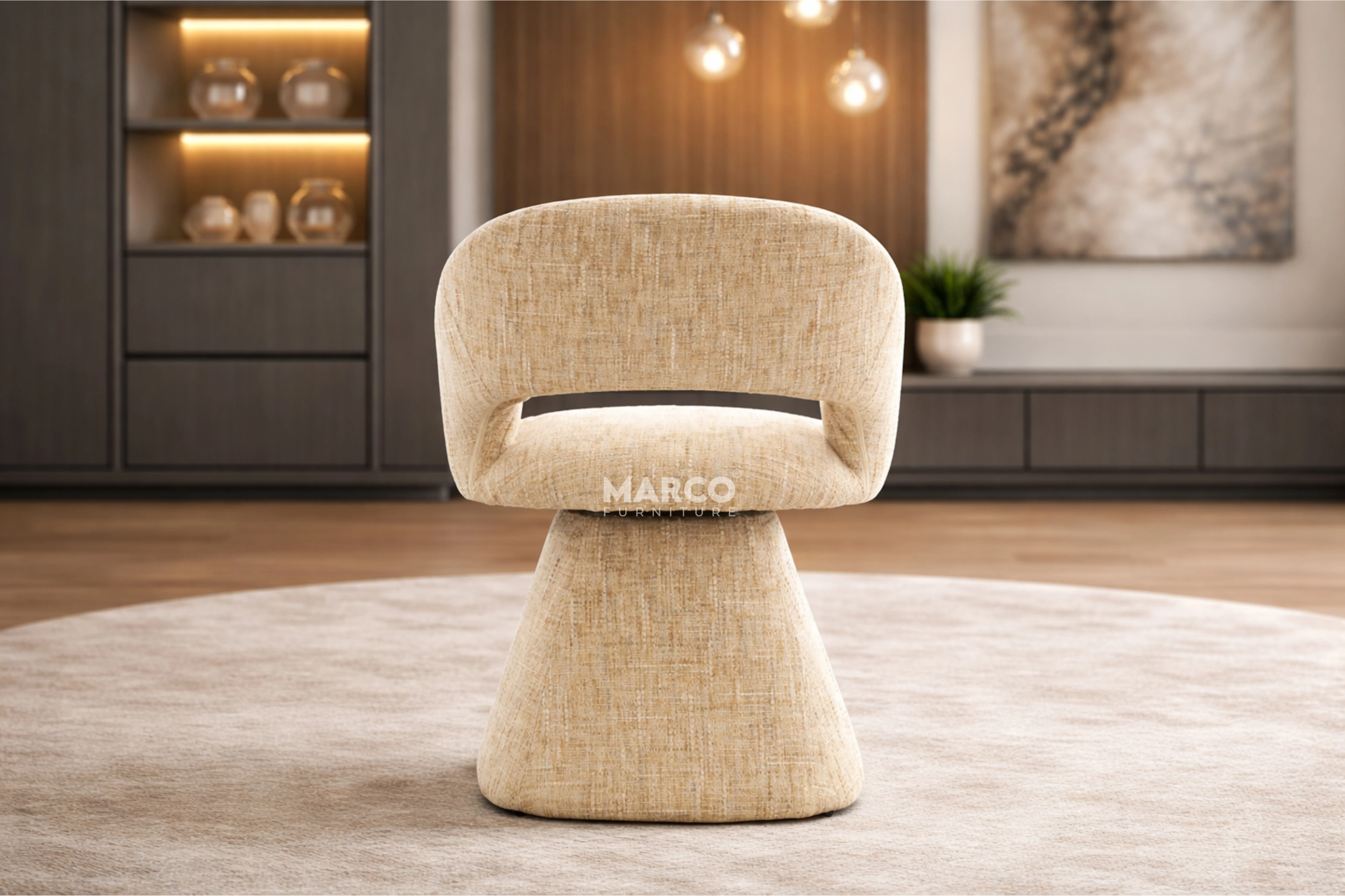 Kelvin Fabric Dining Chair – Swivel Base - Image 4