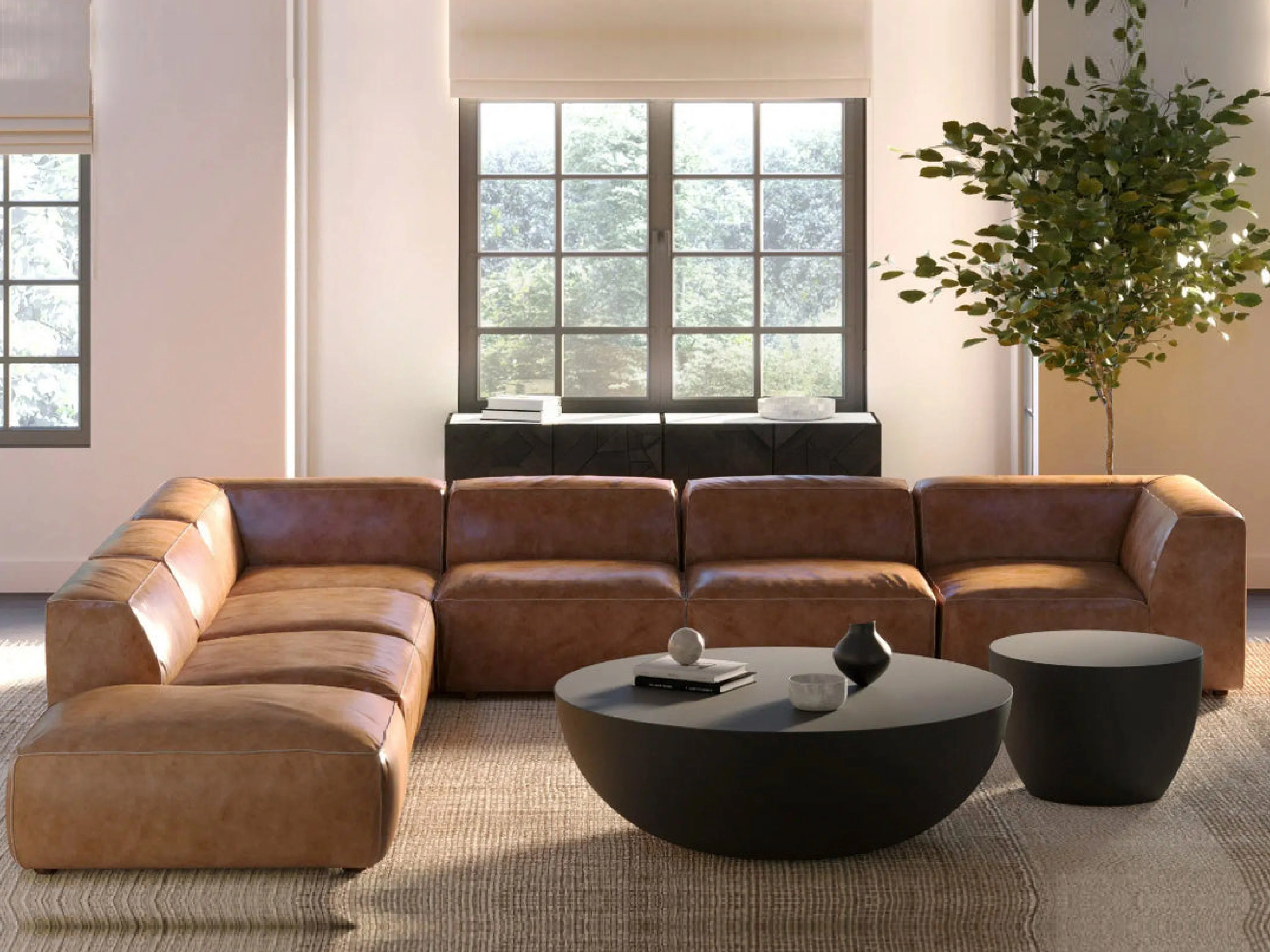 Kent Vintage Leather Lounge – Modular Corner Sofa Set - Image 3
