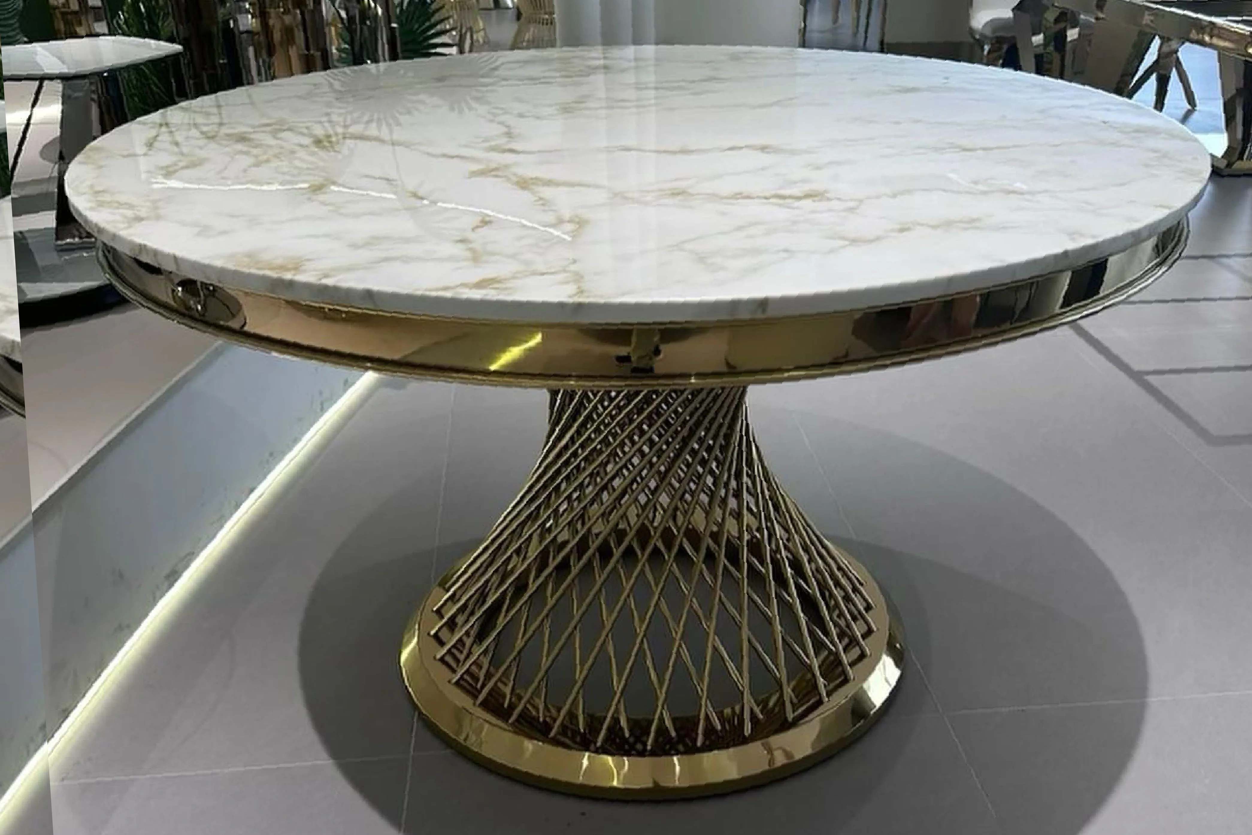 Kimber Pedestal Marble Dining Table - Image 5