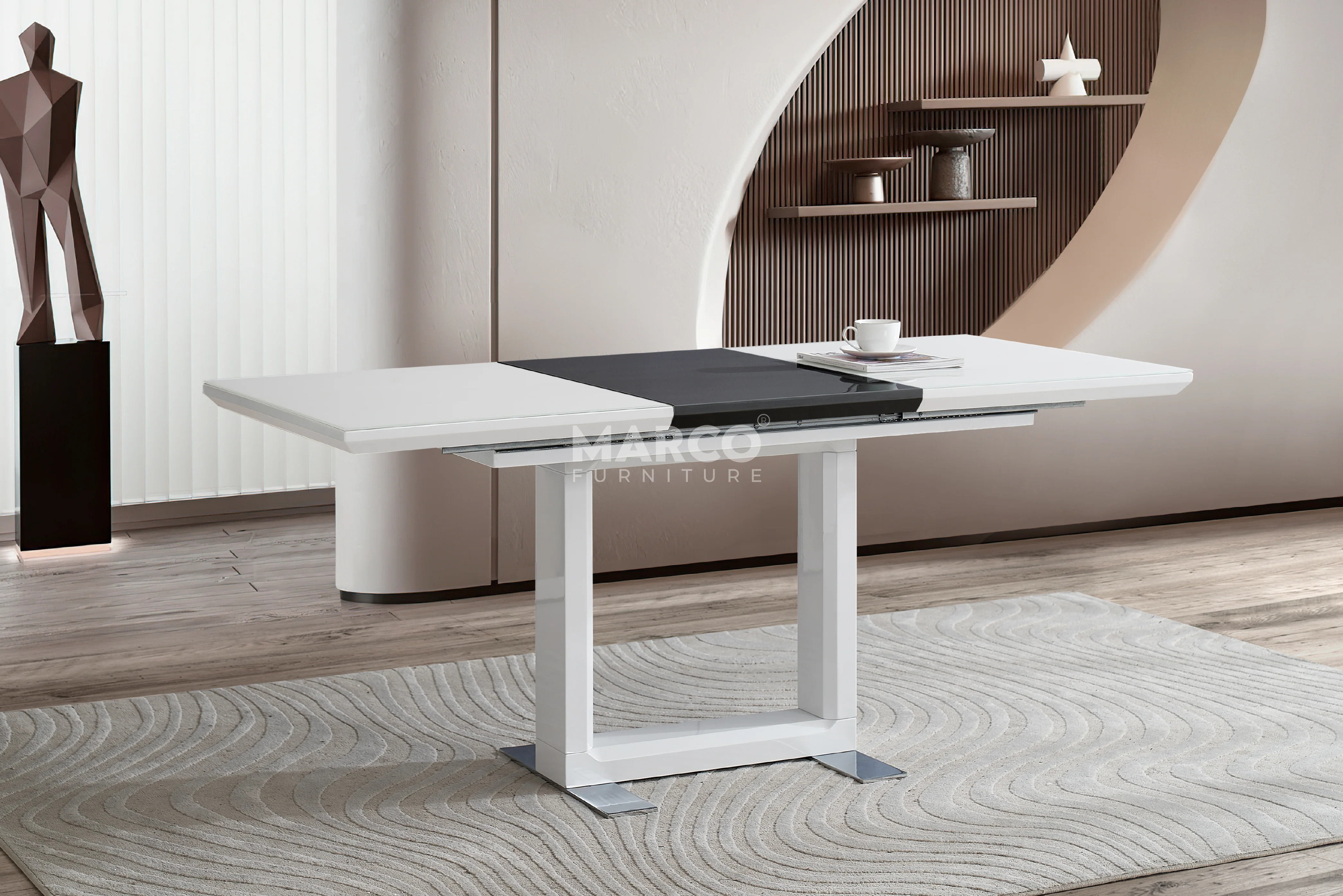 Lacy Black and White Extendable Dining Table - Image 3