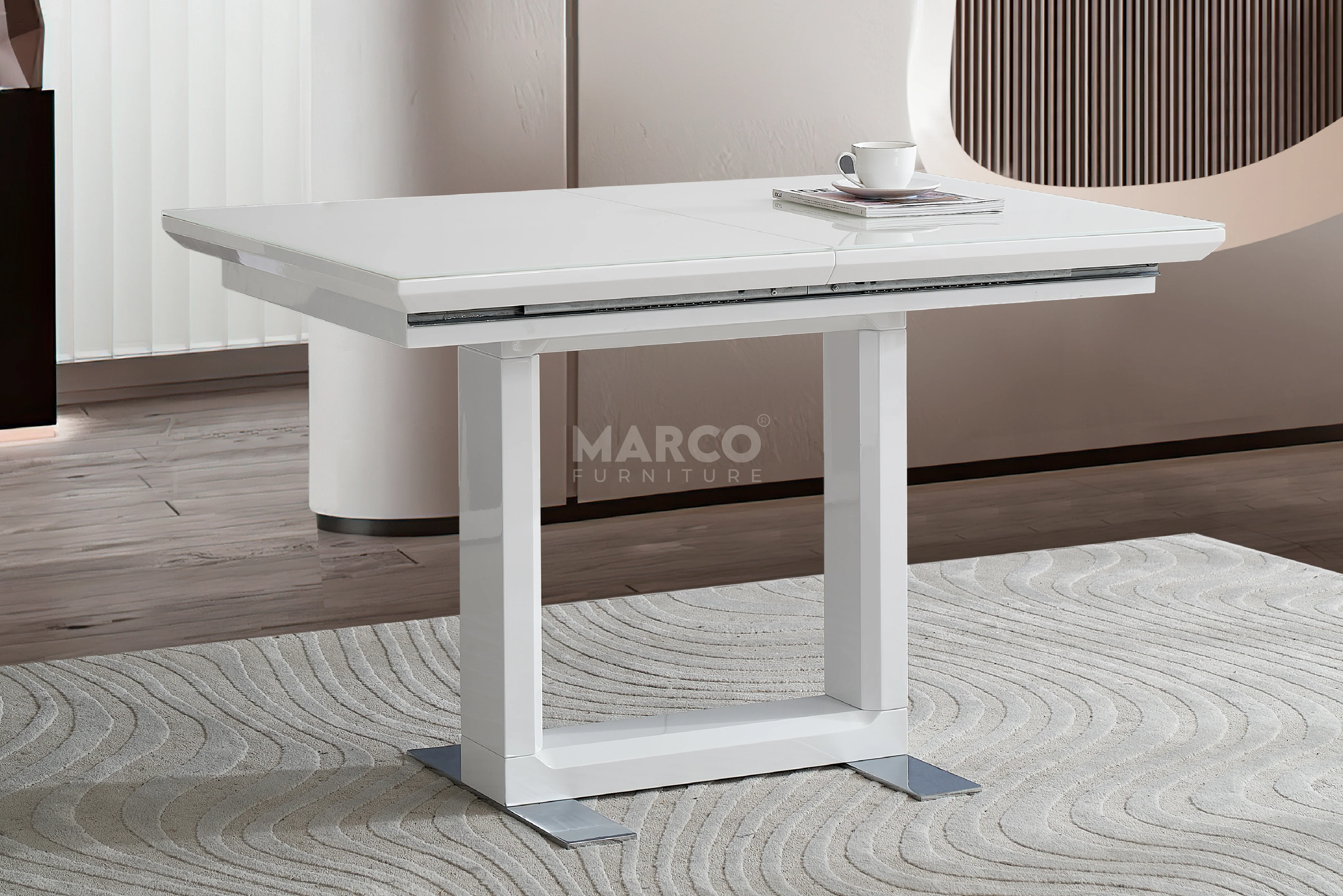 Lacy Black and White Extendable Dining Table - Image 4