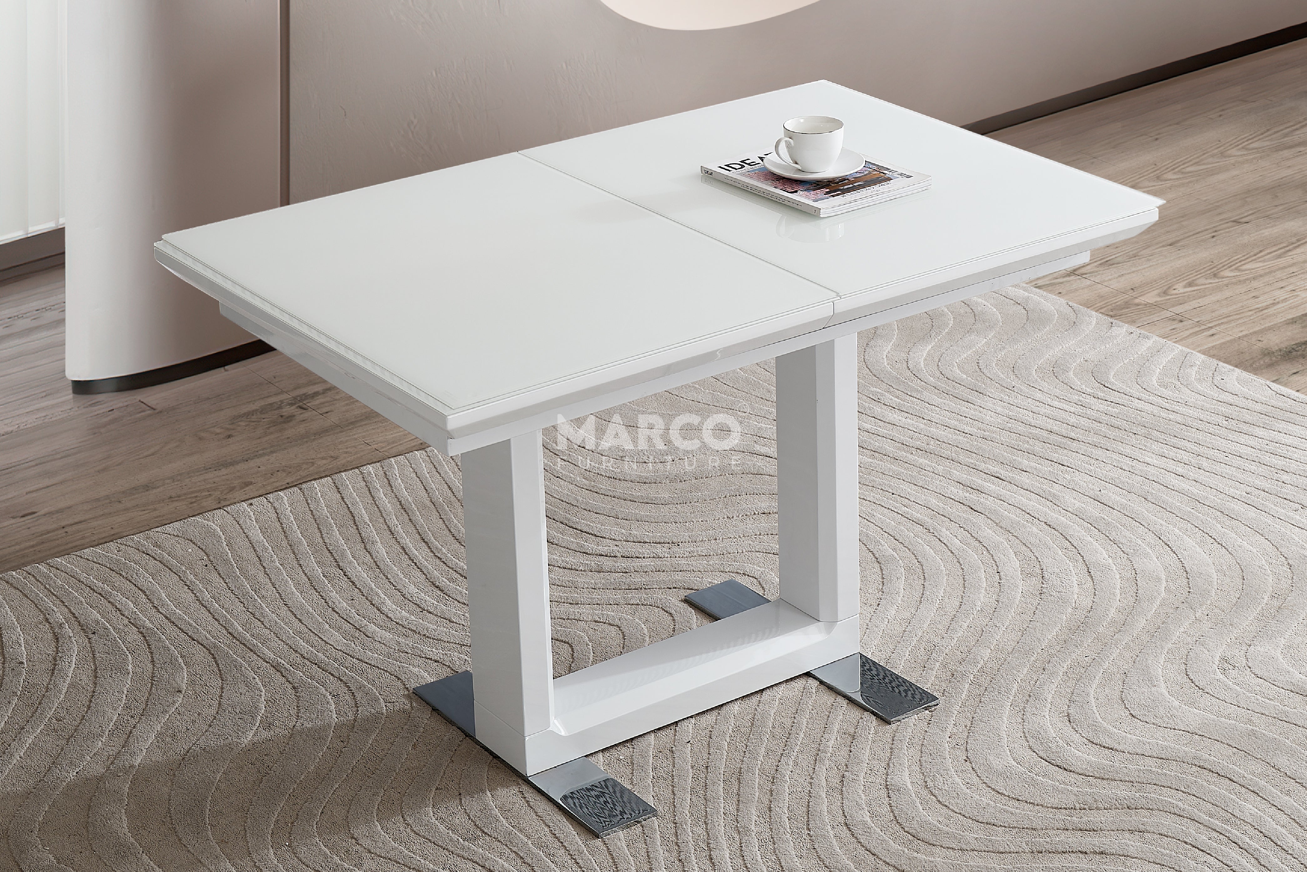 Lacy Black and White Extendable Dining Table - Image 5