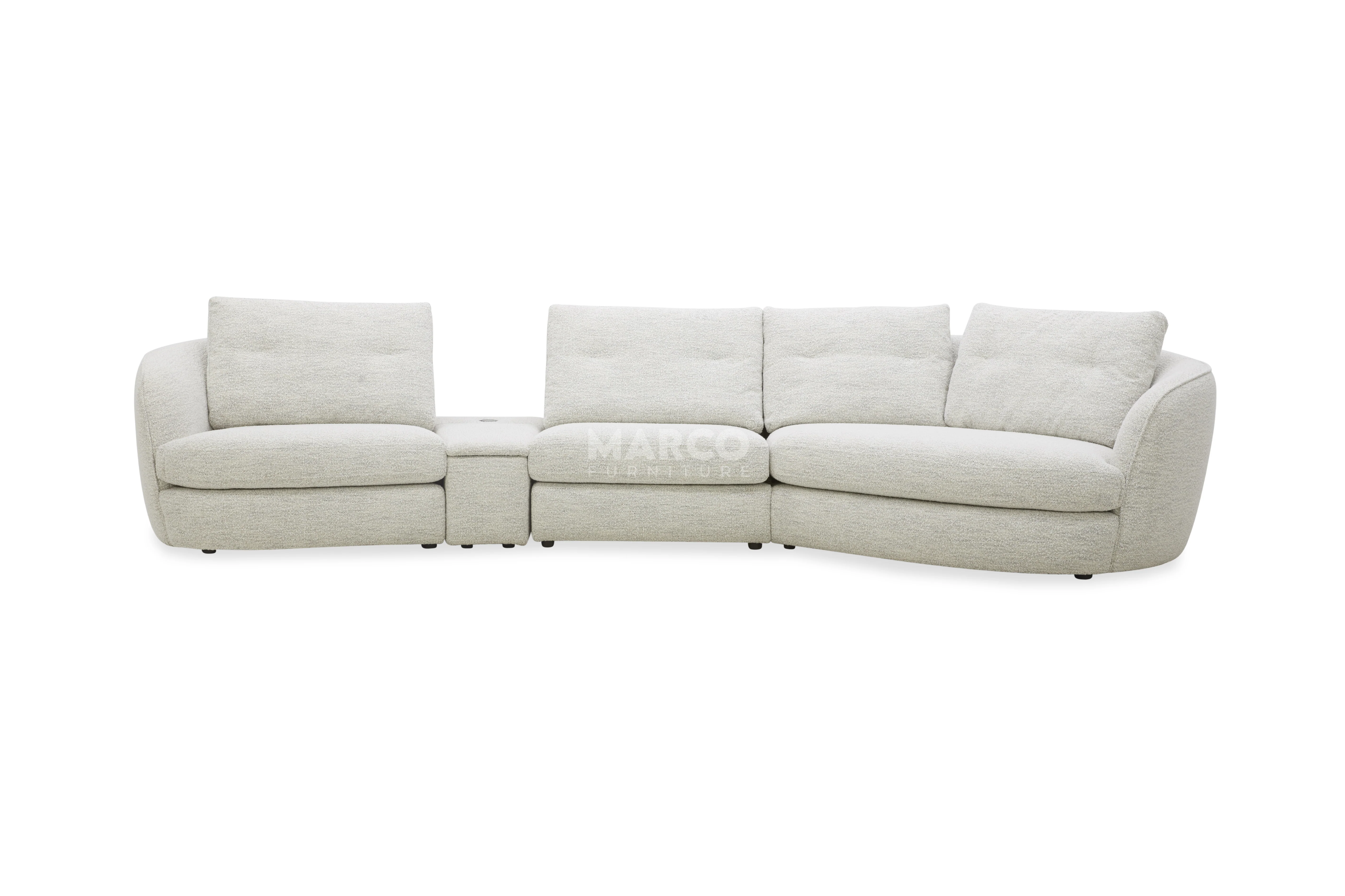 Lagoon Fabric Chaise Lounge – Curved Corner Lounge with Cushions - Image 3