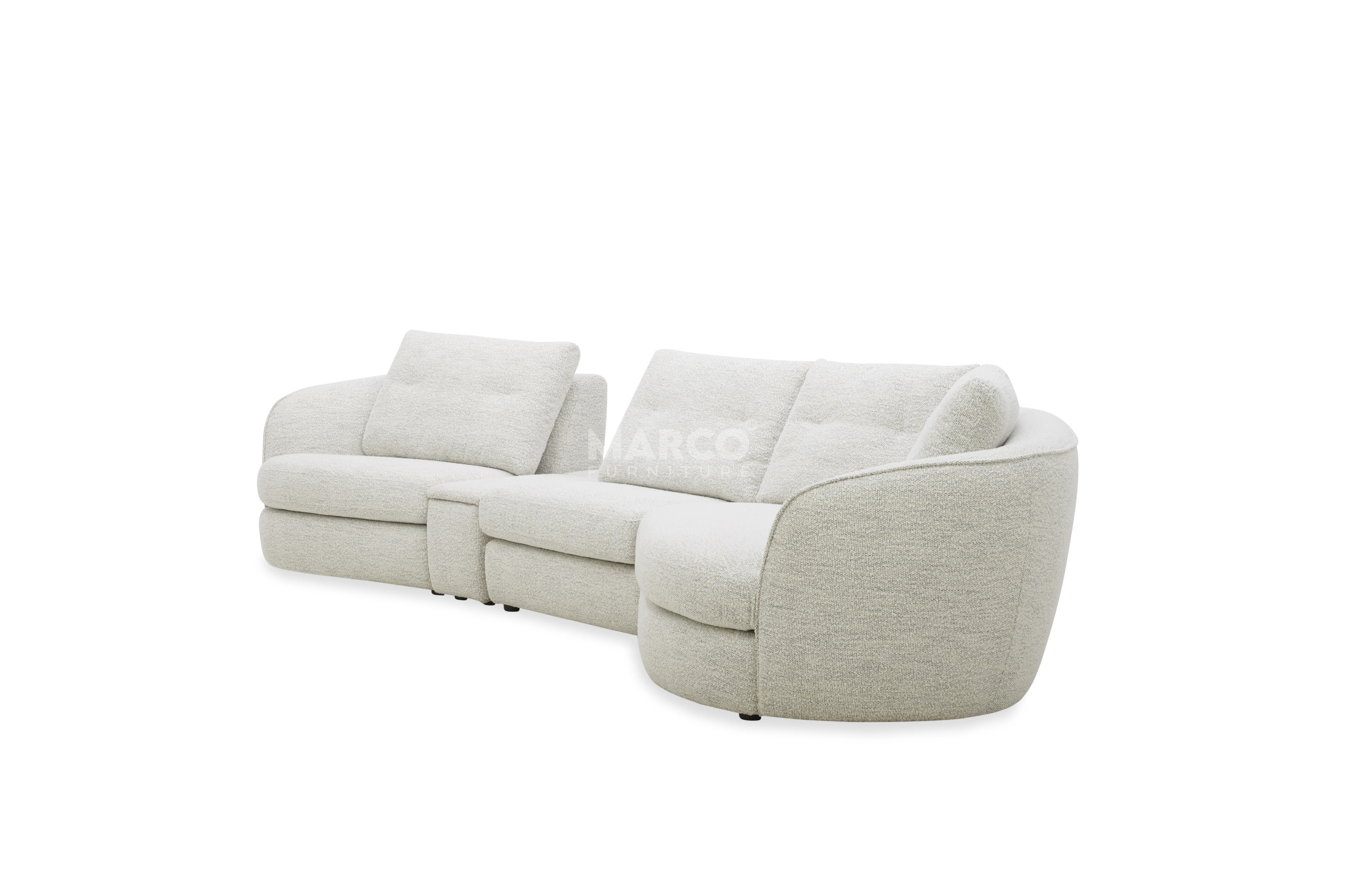 Lagoon Fabric Chaise Lounge – Curved Corner Lounge with Cushions - Image 4