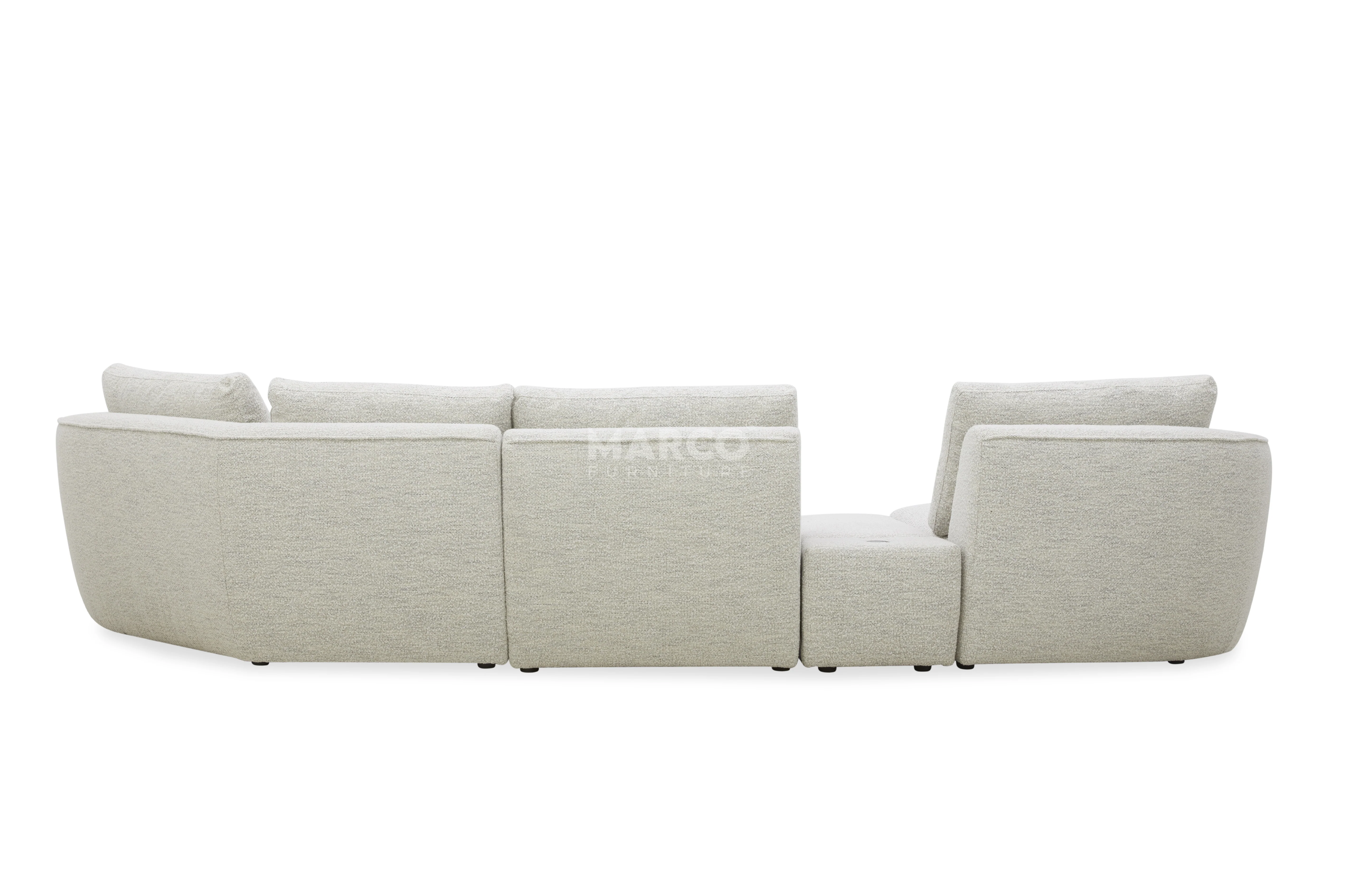 Lagoon Fabric Chaise Lounge – Curved Corner Lounge with Cushions - Image 5