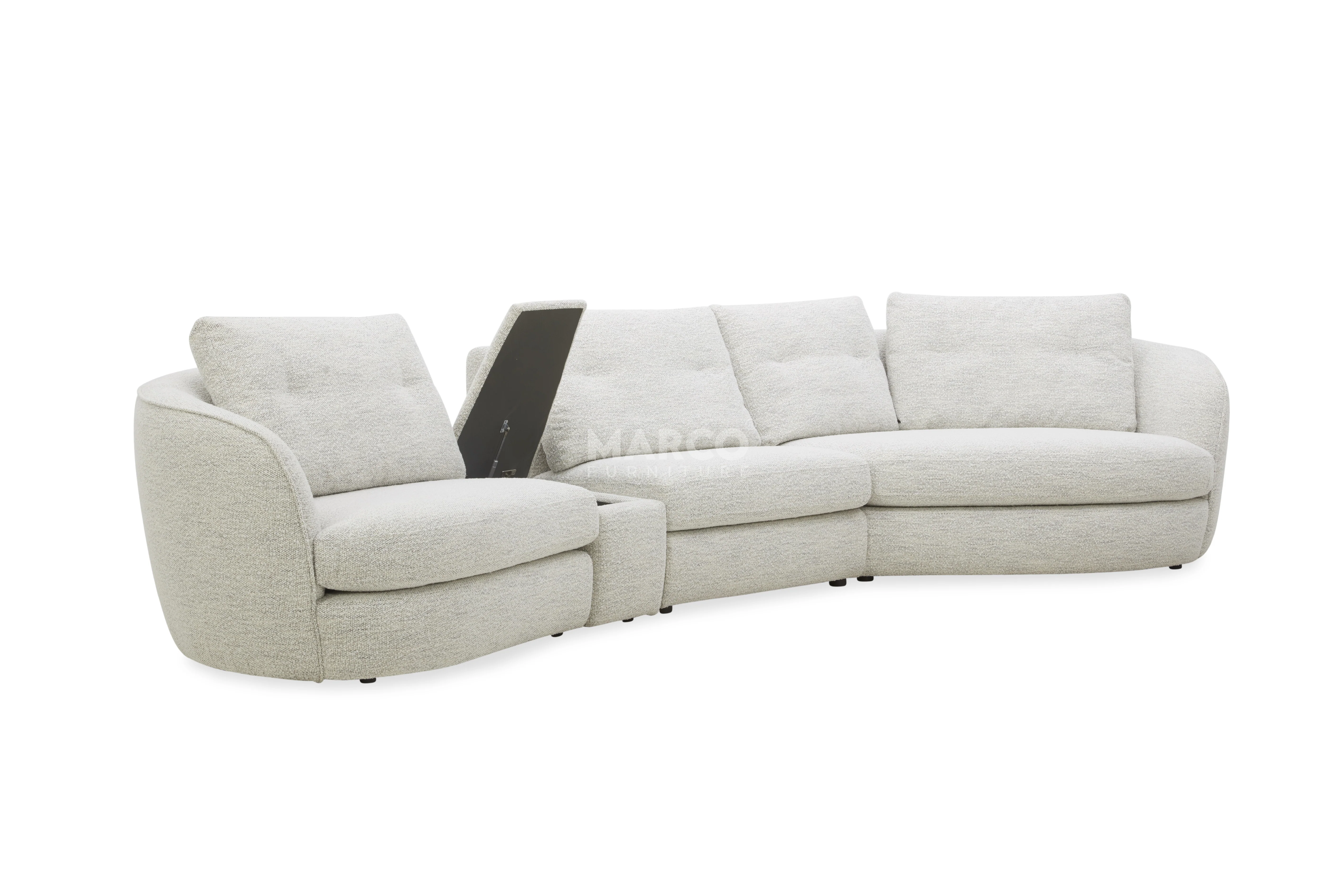 Lagoon Fabric Chaise Lounge – Curved Corner Lounge with Cushions - Image 6