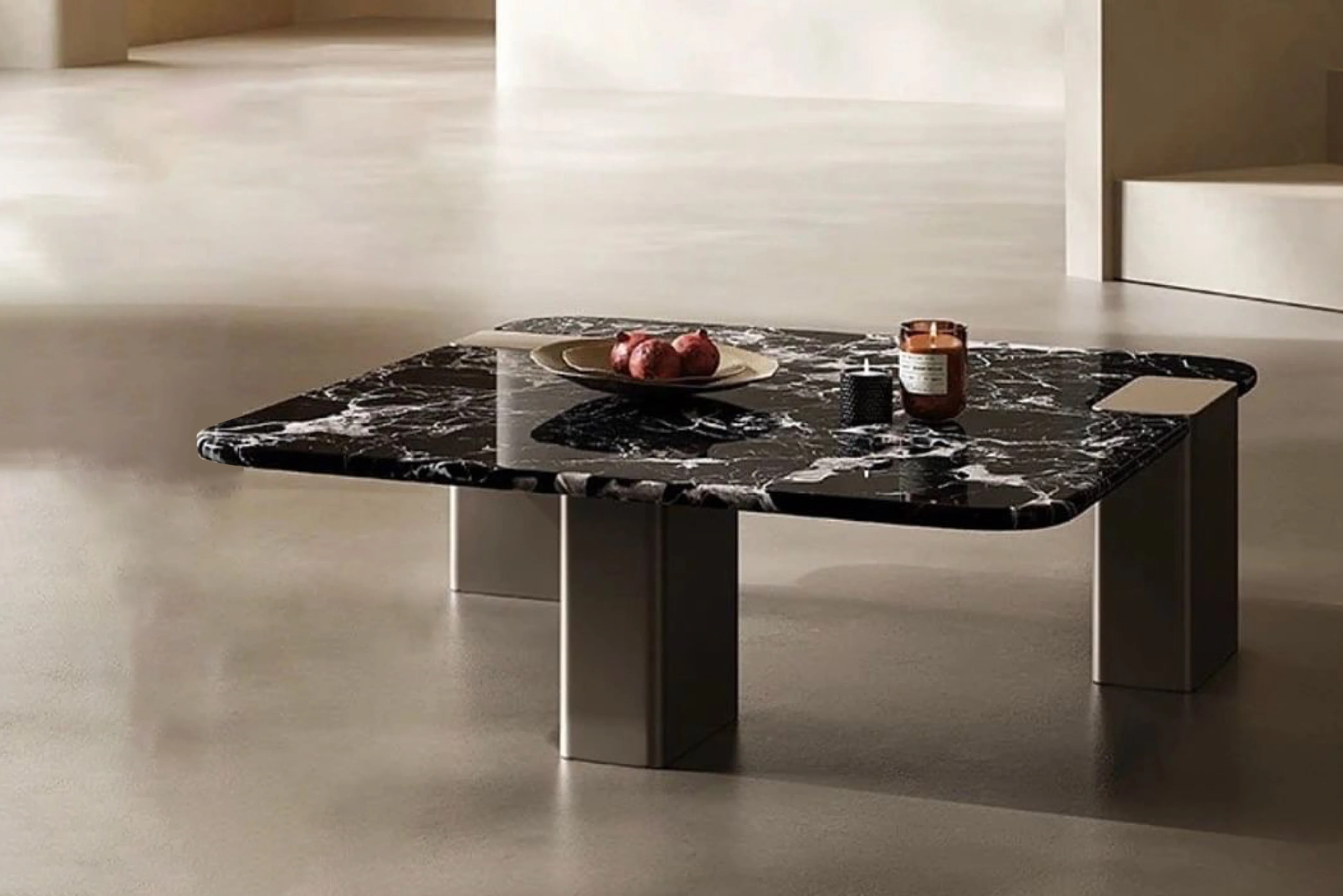 Lapis Black Rose Marble Top Coffee Table - Image 2