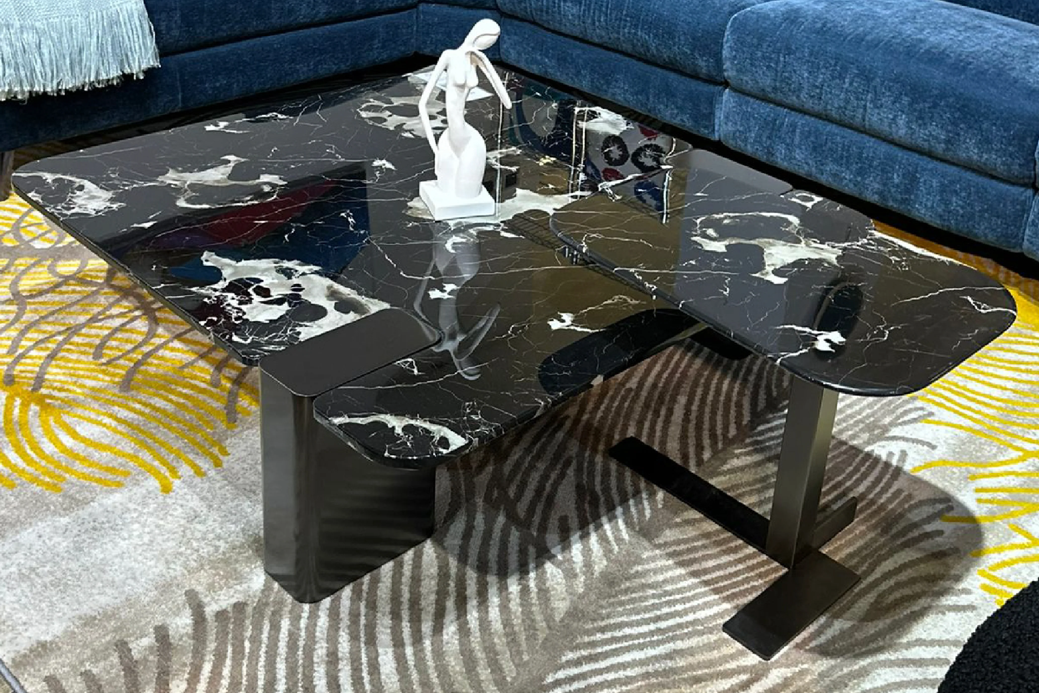 Lapis Black Rose Marble Top Coffee Table - Image 3