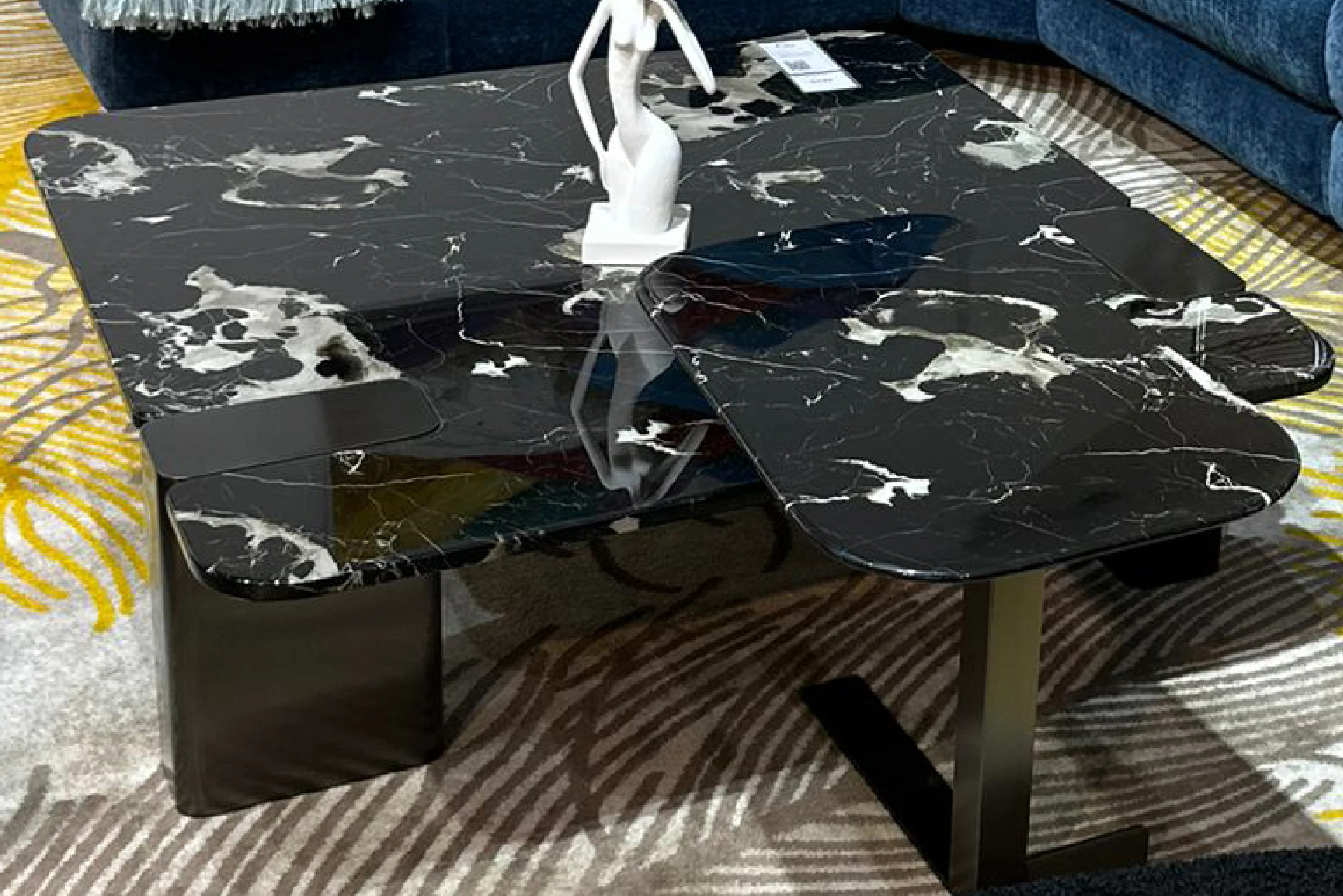 Lapis Black Rose Marble Top Coffee Table - Image 4